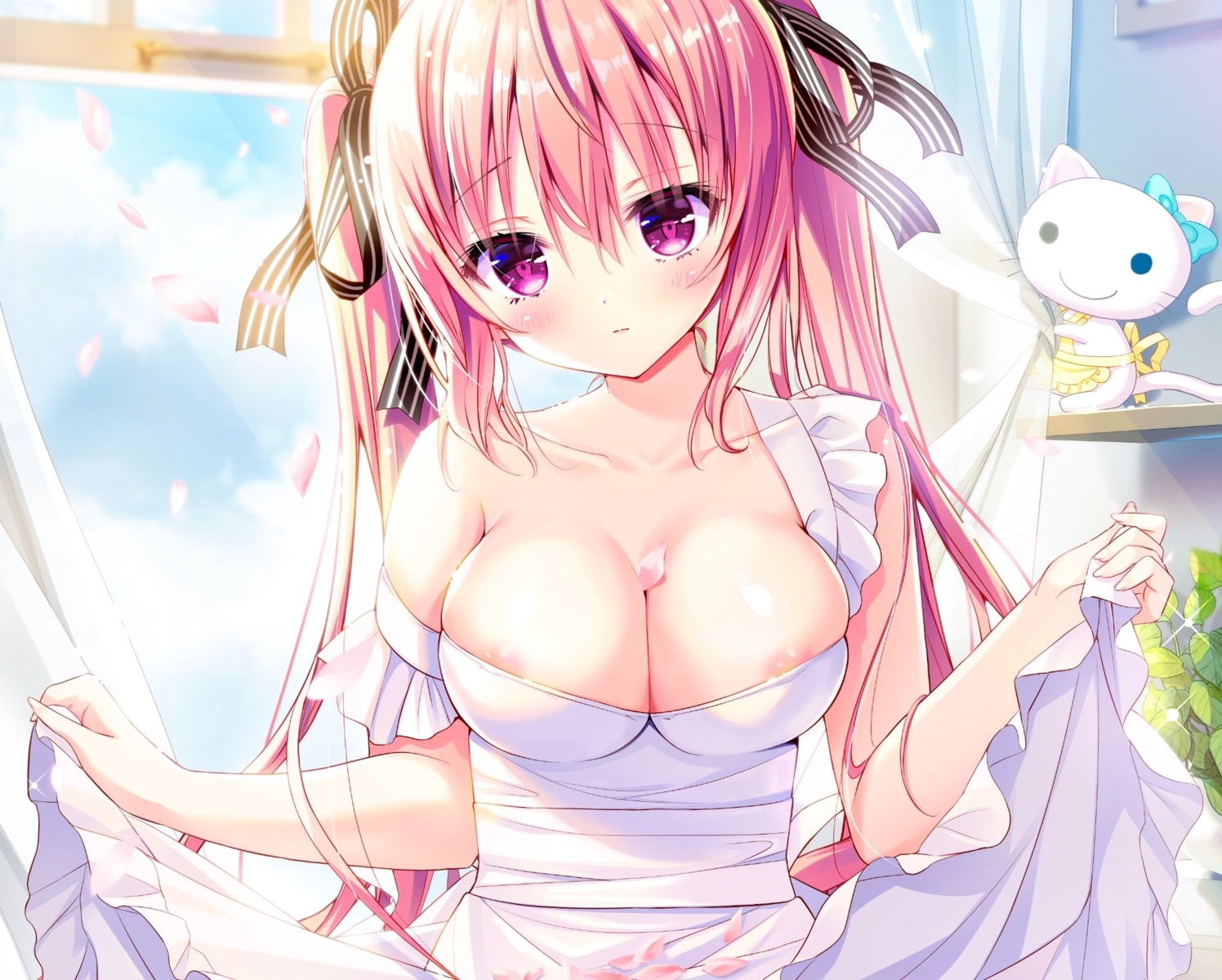 areola dress no_bra shiwasu_horio skirt_lift wardrobe_malfunction wedding_dress