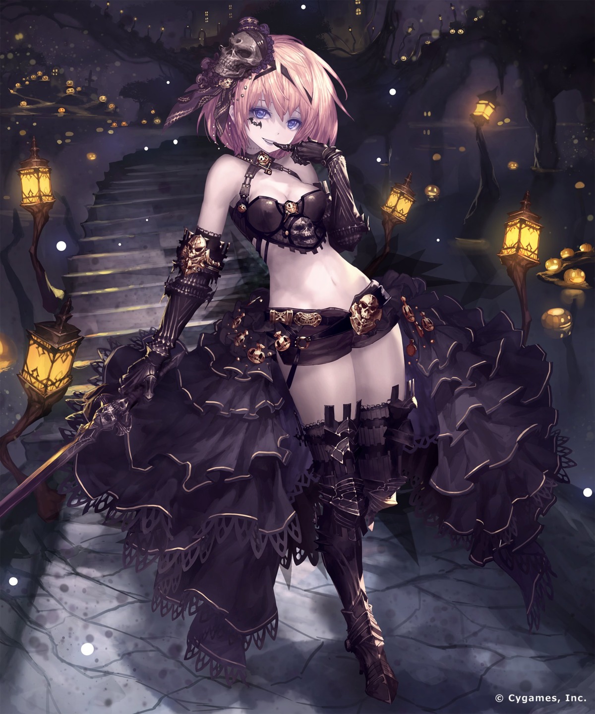 armor cleavage heels shingeki_no_bahamut sword tachikawa_mushimaro tattoo thighhighs