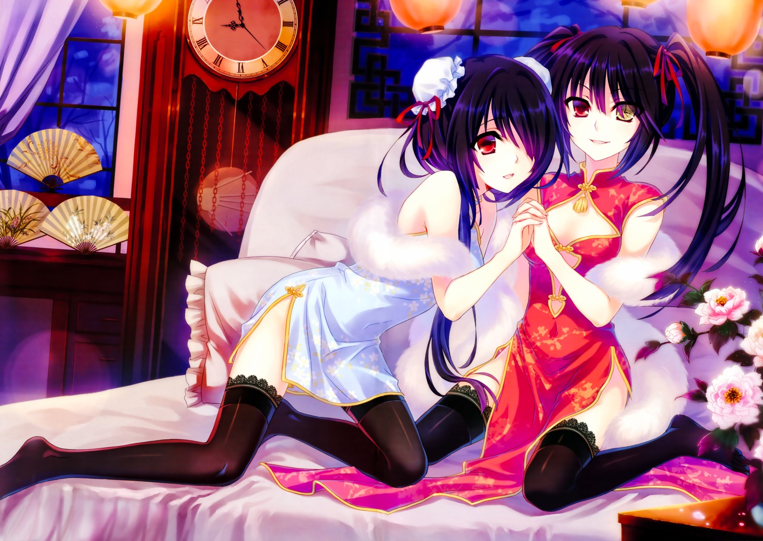 chinadress cleavage date_a_live detexted fixed gururu heterochromia thighhighs tokisaki_kurumi