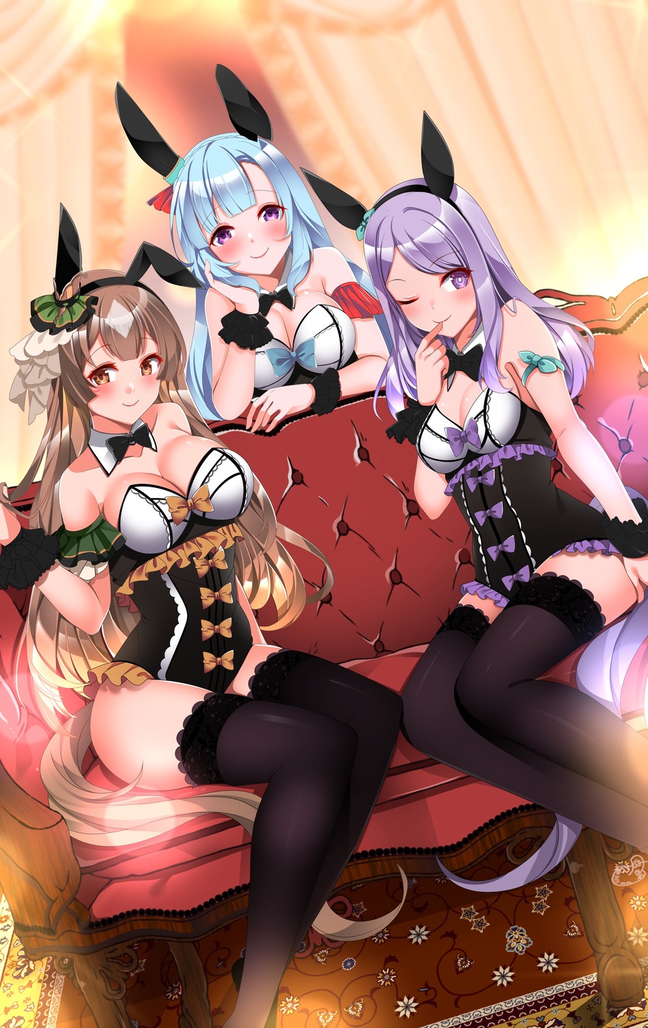 animal_ears bunny_ears bunny_girl cleavage mejiro_ardan_(umamusume) mejiro_mcqueen_(umamusume) origami_aya satono_diamond_(umamusume) tail thighhighs uma_musume_pretty_derby