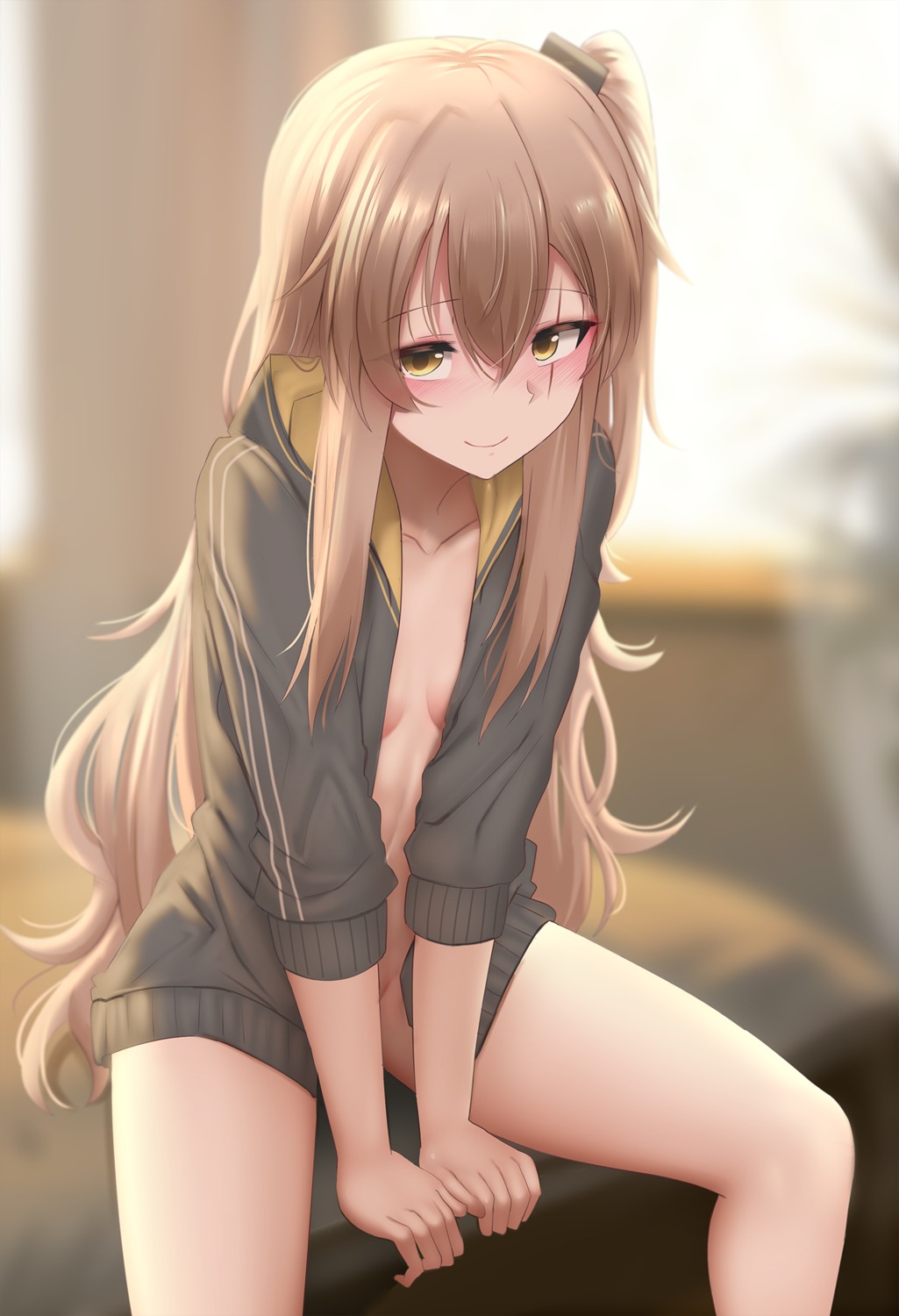 bottomless ginhaha girls_frontline no_bra open_shirt ump45_(girls_frontline)