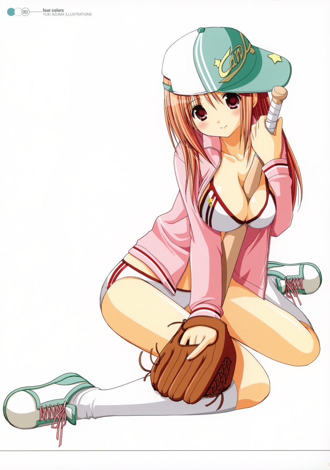 azuma_yuki baseball bikini_top buruma cleavage open_shirt swimsuits