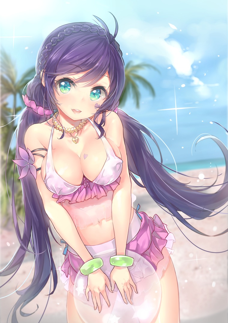 bikini cleavage erect_nipples love_live! swimsuits toujou_nozomi yuran