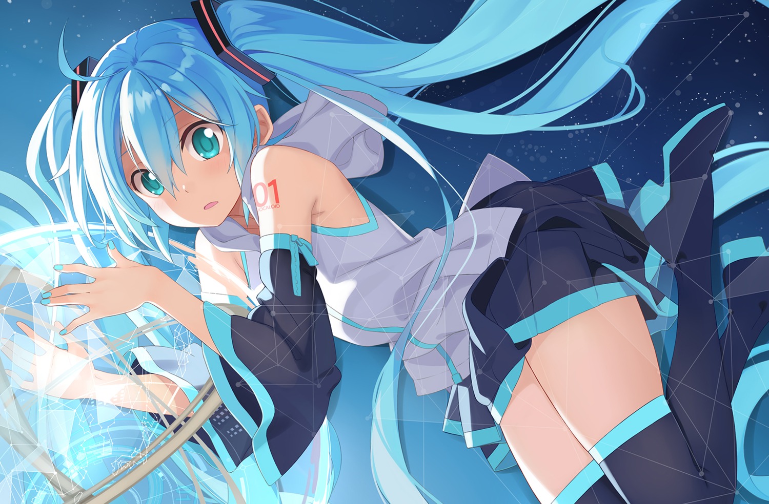 beek hatsune_miku heels tattoo thighhighs vocaloid