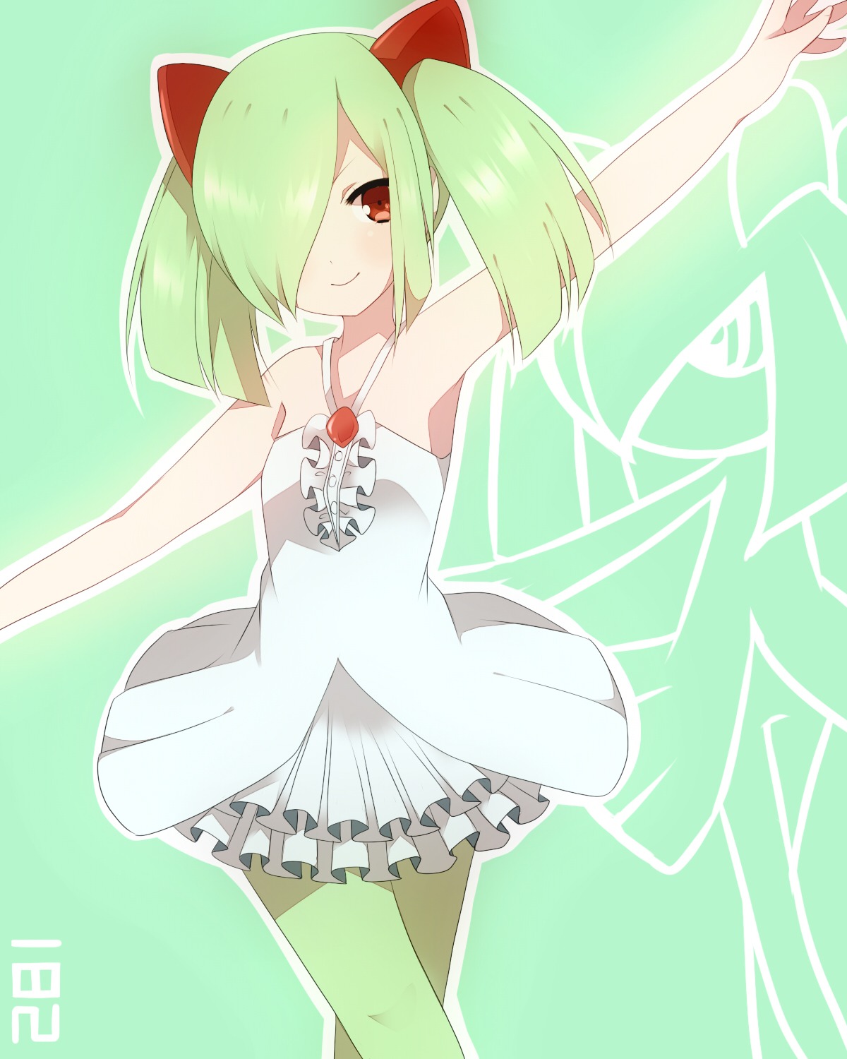 anthropomorphization dress kirlia pantyhose pokemon takeshima_eku