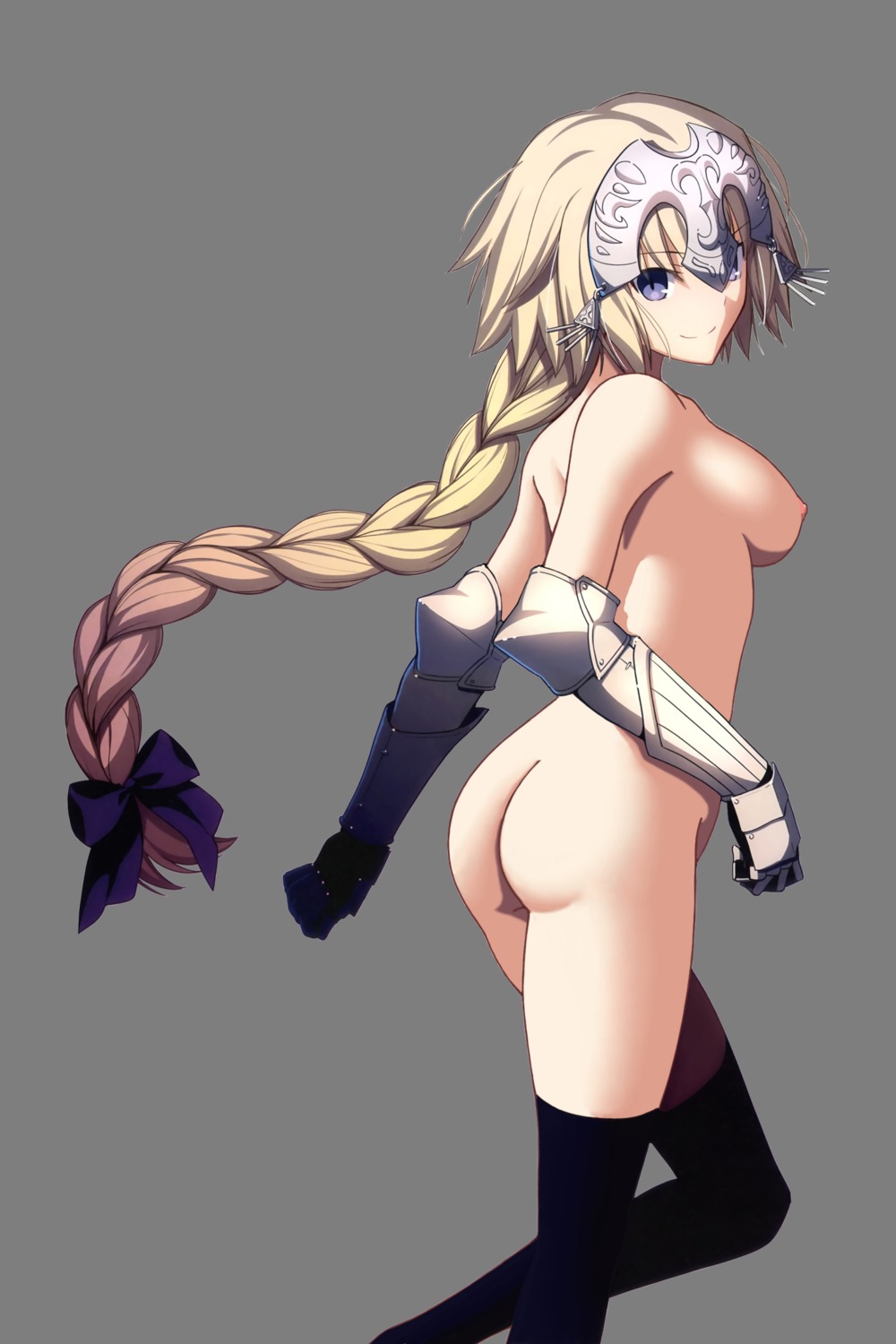 armor ass fate/apocrypha fate/stay_night jeanne_d'arc jeanne_d'arc_(fate) naked nipples photoshop takeuchi_takashi thighhighs transparent_png type-moon