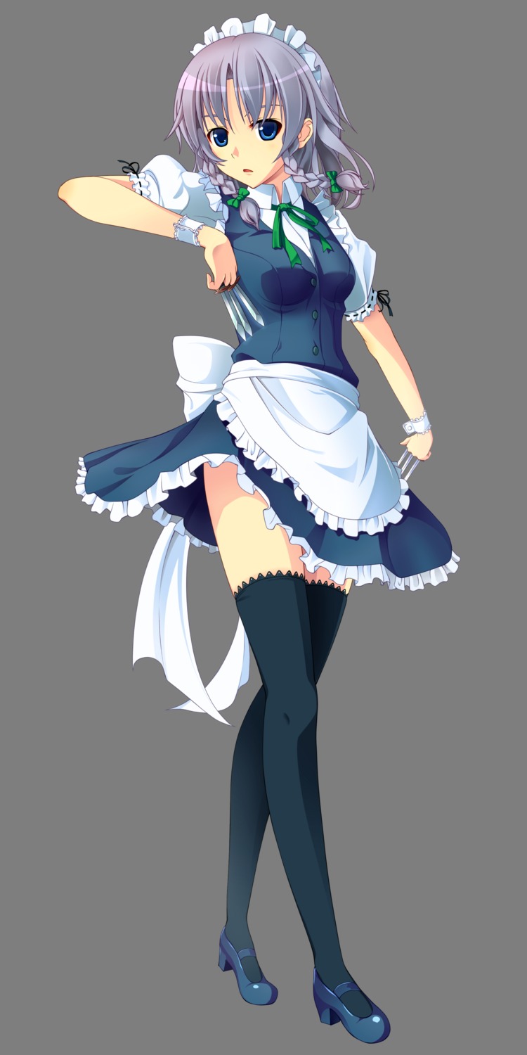 izayoi_sakuya maid thighhighs touhou transparent_png u_suke