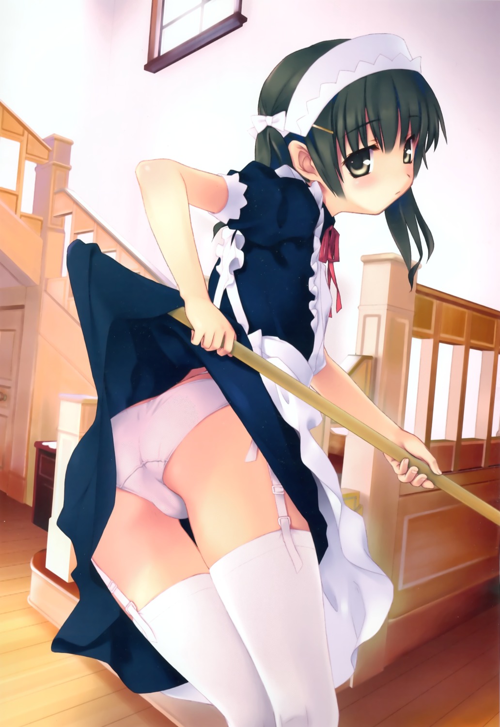 aoi_kumiko ass garter_belt maid pantsu skirt_lift stockings thighhighs