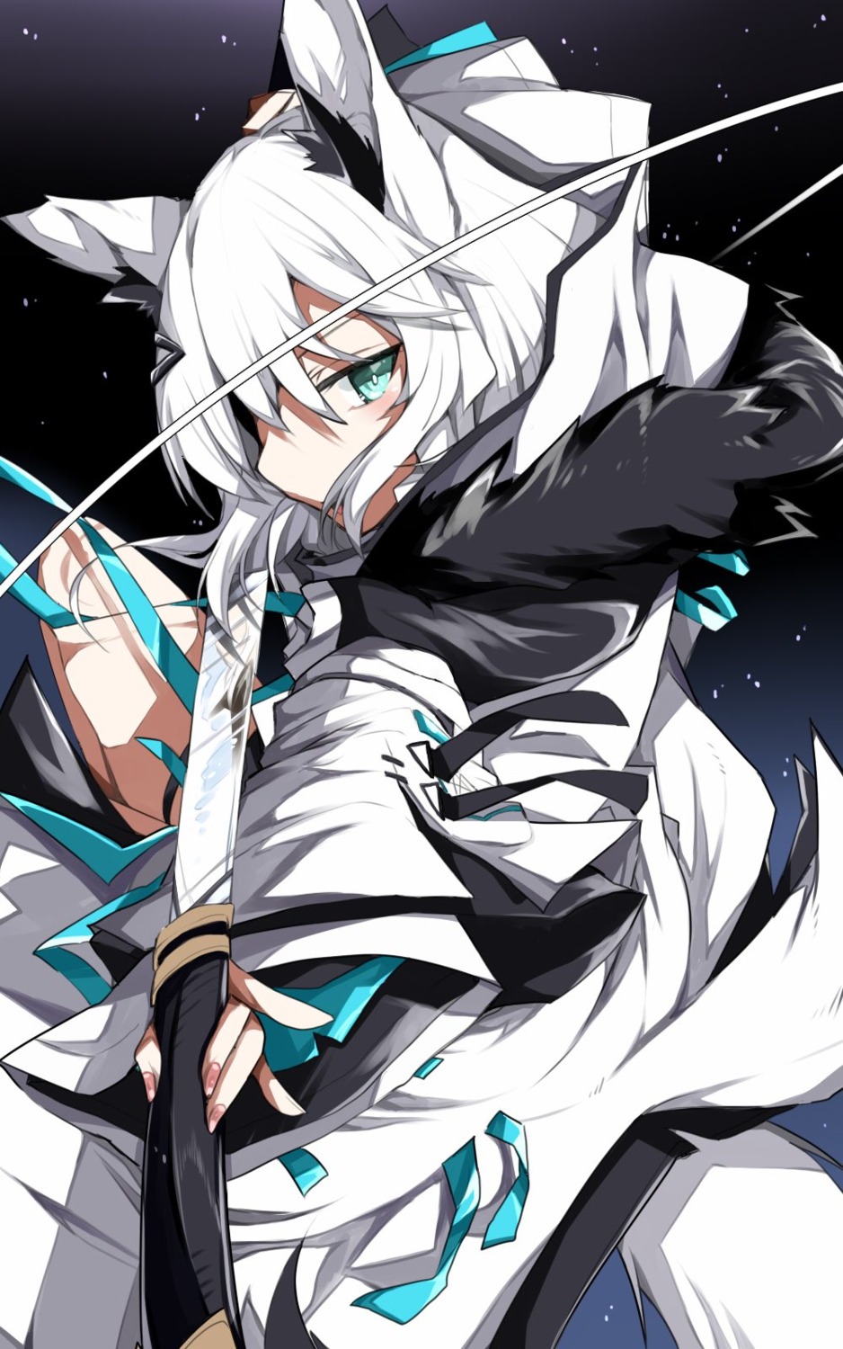 animal_ears hololive hololive_gamers kitsune shirakami_fubuki sword tagme tail