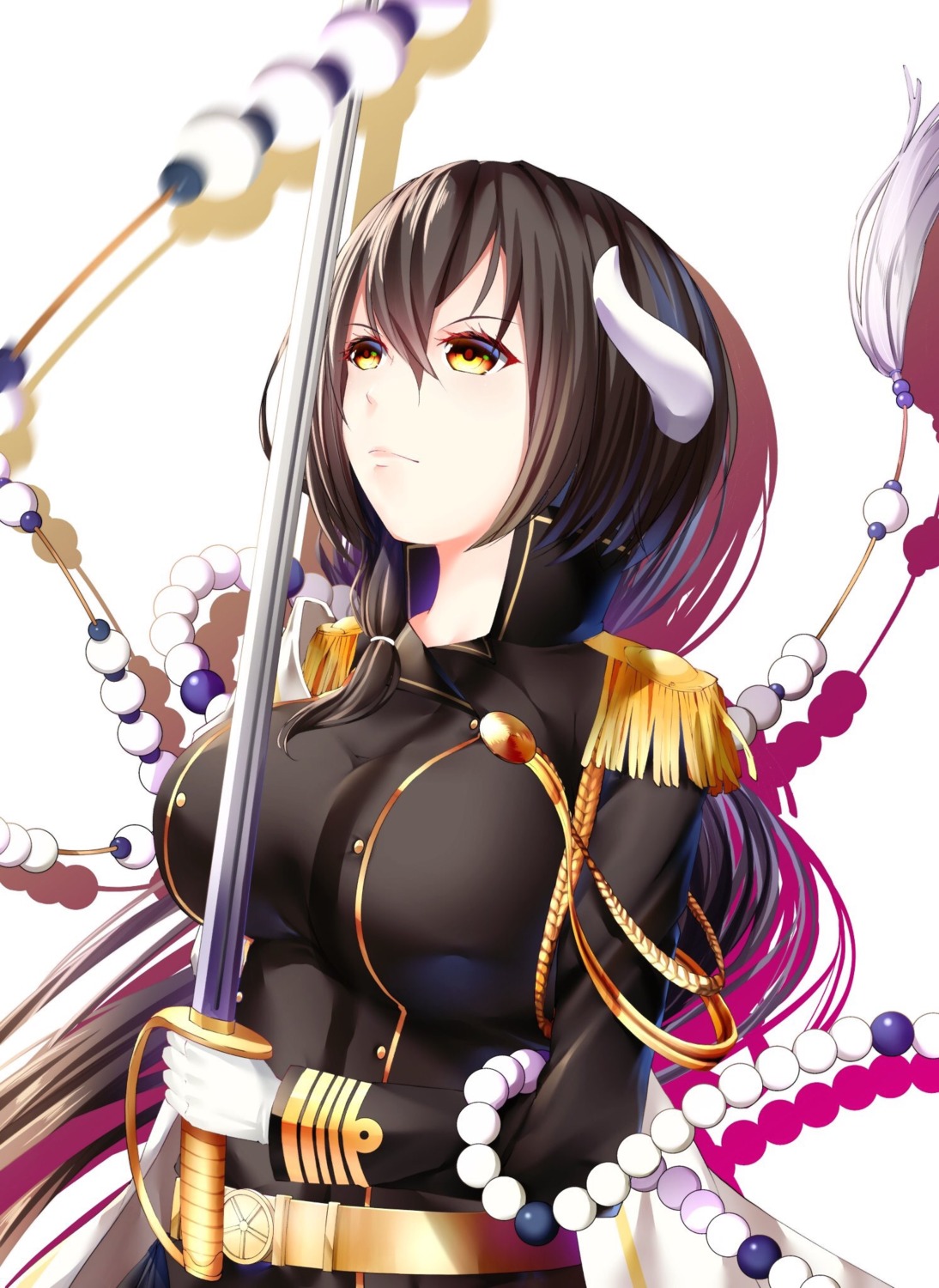 azur_lane horns kiiro mikasa_(azur_lane) sword uniform