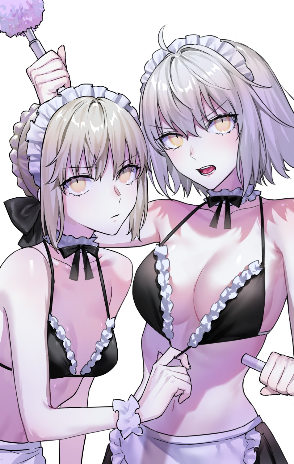 bikini_top fate/grand_order jeanne_d'arc jeanne_d'arc_(alter)_(fate) maid nipi27 saber saber_alter swimsuits undressing