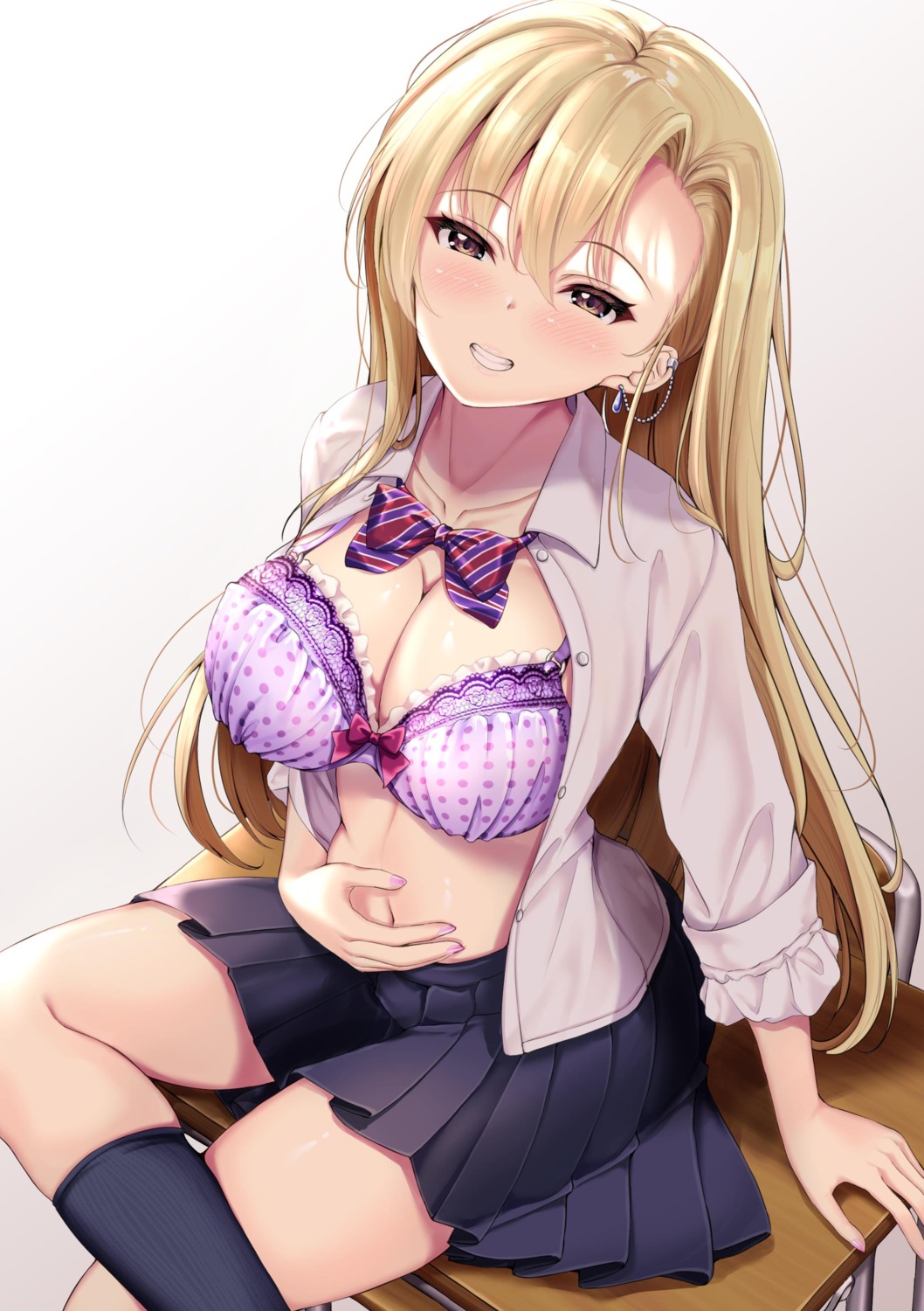 bra fukuda_shuushi open_shirt seifuku