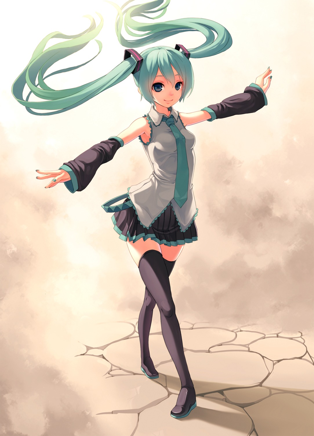 hatsune_miku thighhighs vocaloid zengxianxin