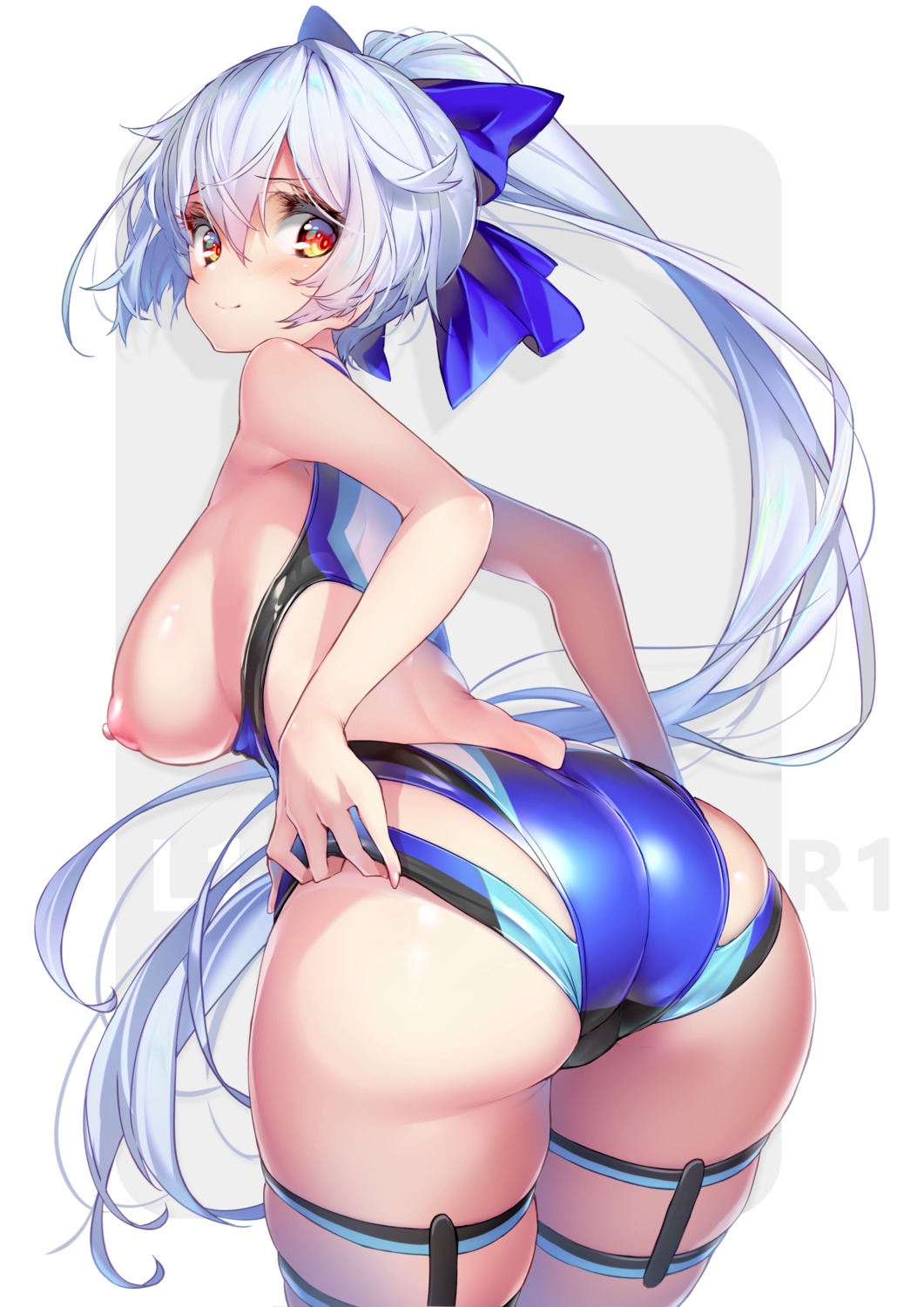 ass breasts fate/grand_order garter hong_(white_spider) nipples swimsuits tomoe_gozen_(fate/grand_order)