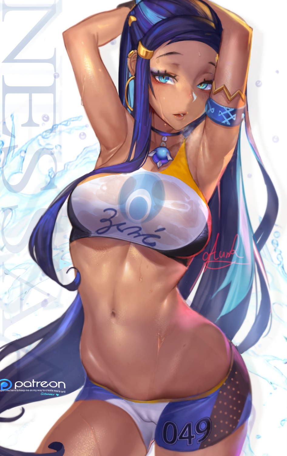 cameltoe gtunver pokemon pokemon_swsh rurina_(pokemon) see_through wet wet_clothes