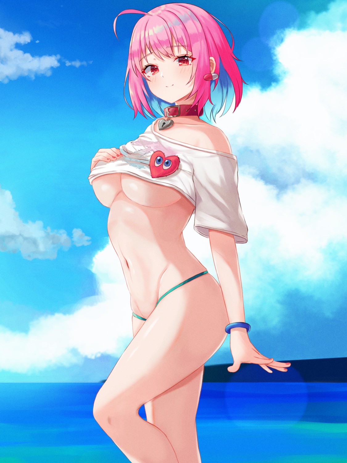 bikini kano_(wi3028) shirt_lift swimsuits the_idolm@ster the_idolm@ster_cinderella_girls underboob yumemi_riamu