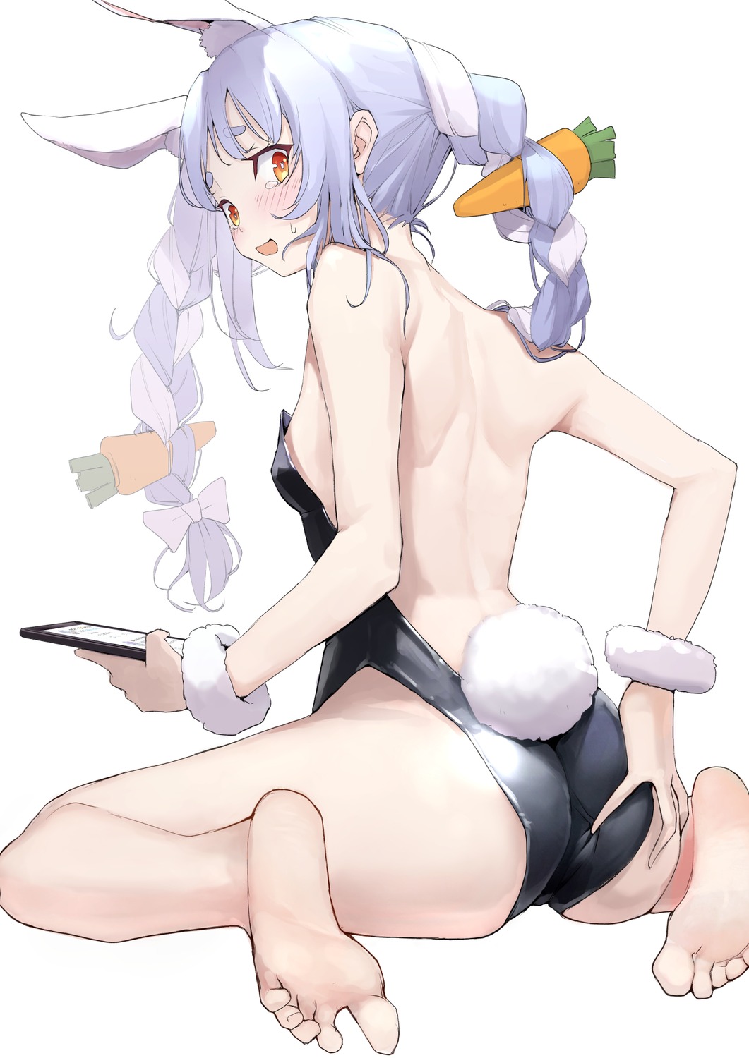 animal_ears ass ass_grab bunny_ears bunny_girl feet hololive mitsuru_(pixiv_34028718) no_bra tail usada_pekora