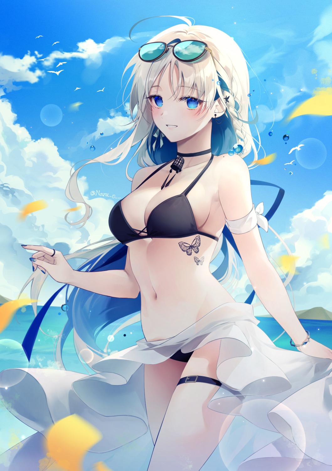 bikini garter megane naru_0 see_through skirt_lift swimsuits tattoo