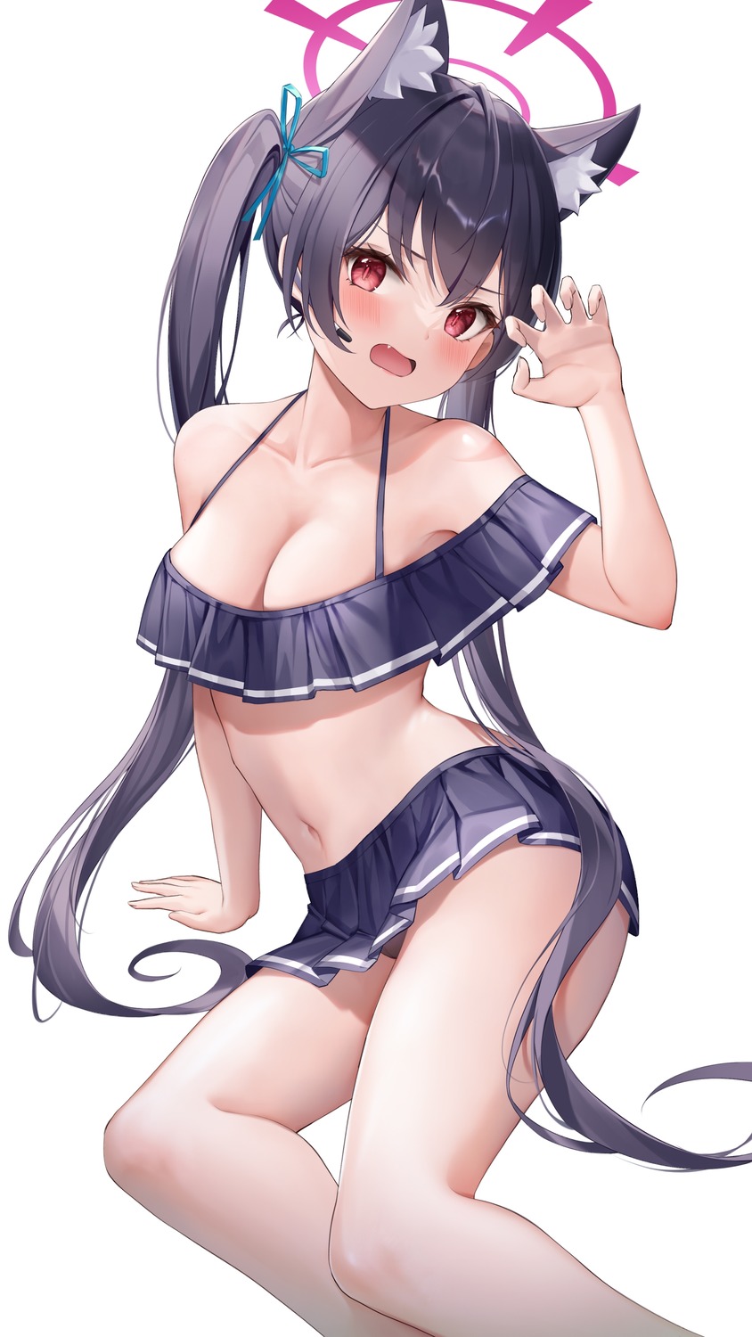 animal_ears bikini blue_archive halo kuromi_serika lunacle nekomimi swimsuits