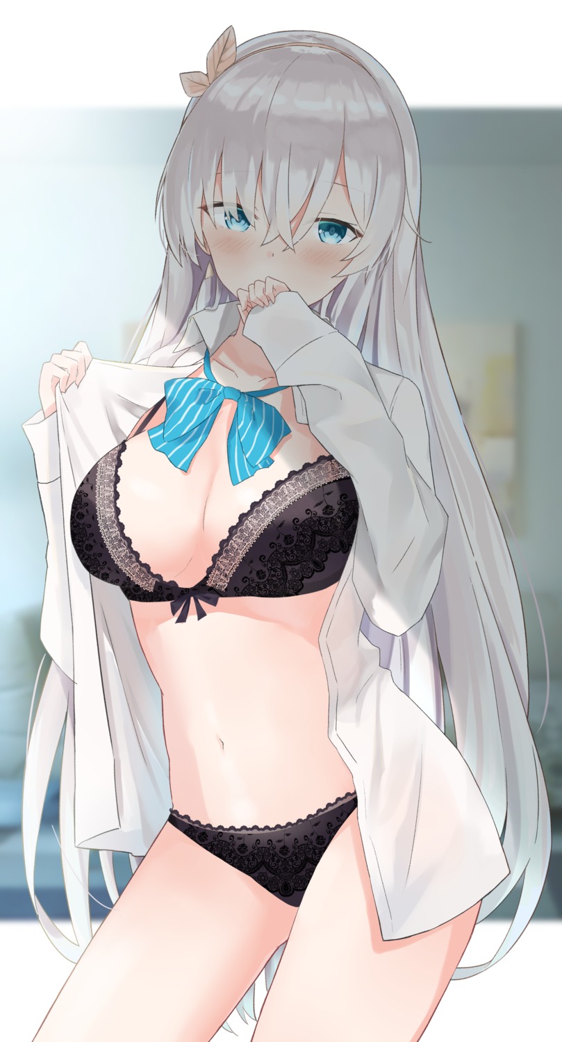 anastasia_(fate/grand_order) bra evening_rabbit fate/grand_order open_shirt pantsu seifuku undressing