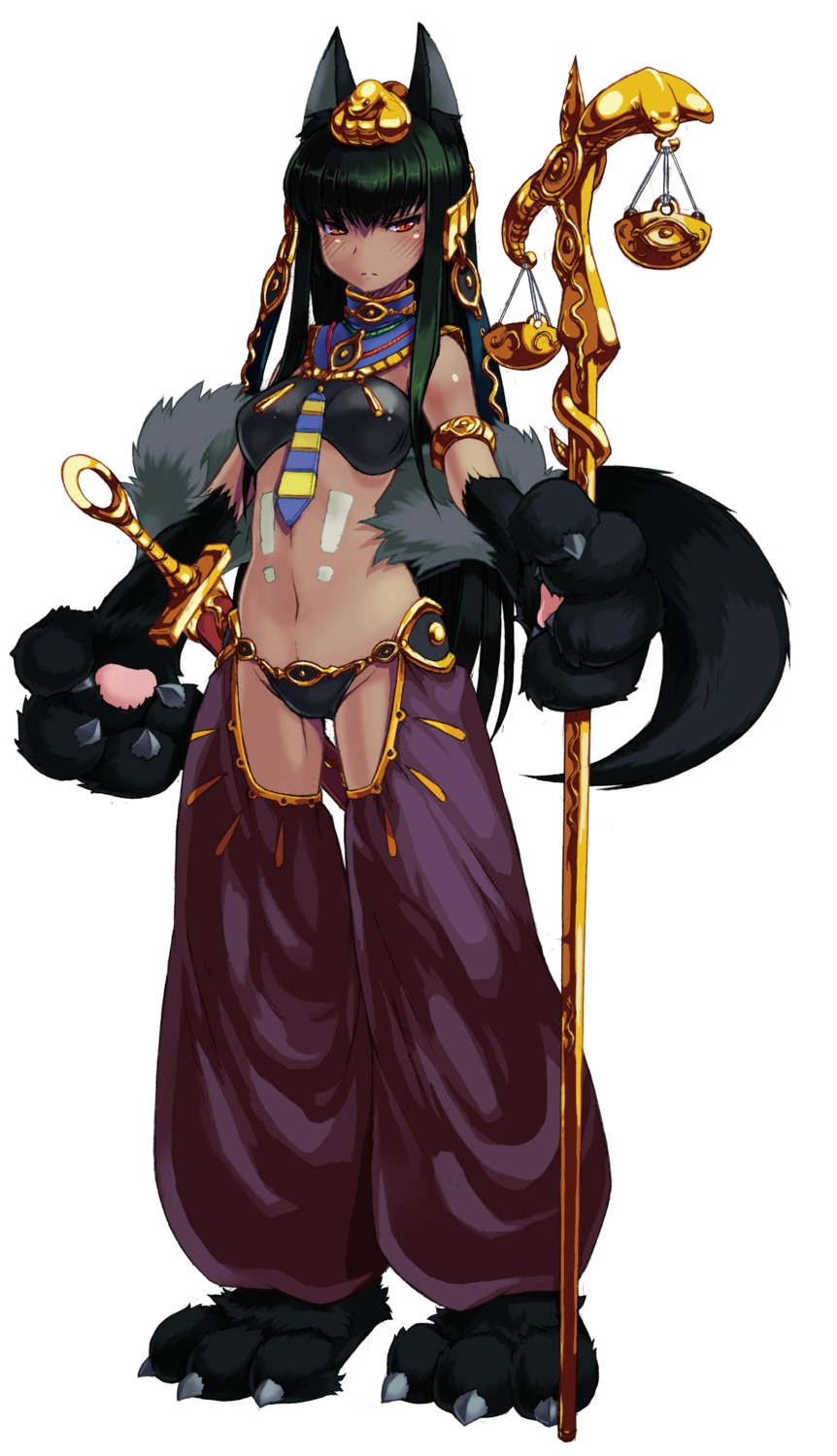 animal_ears anubis_(monster_girl_encyclopedia) bikini_armor kenkou_cross monster_girl monster_girl_encyclopedia sword tail