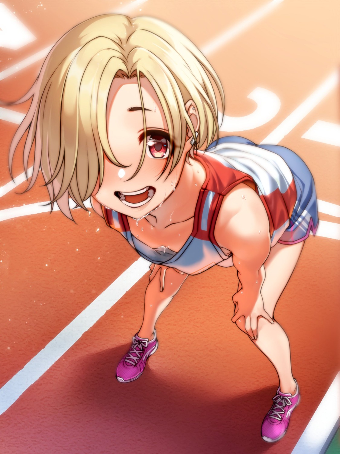 cleavage gym_uniform kakaobataa loli no_bra shirasaka_koume the_idolm@ster the_idolm@ster_cinderella_girls wardrobe_malfunction wet