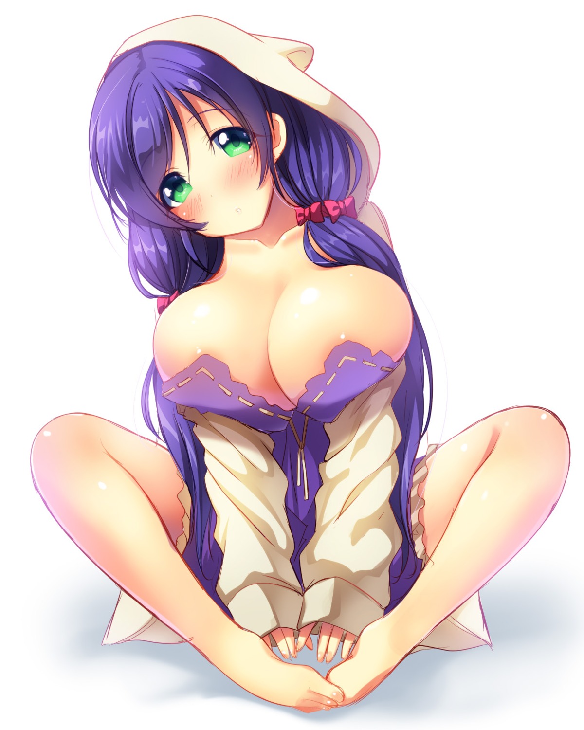 areola breasts cleavage feet love_live! love_live!_(series) no_bra toujou_nozomi yu-ta
