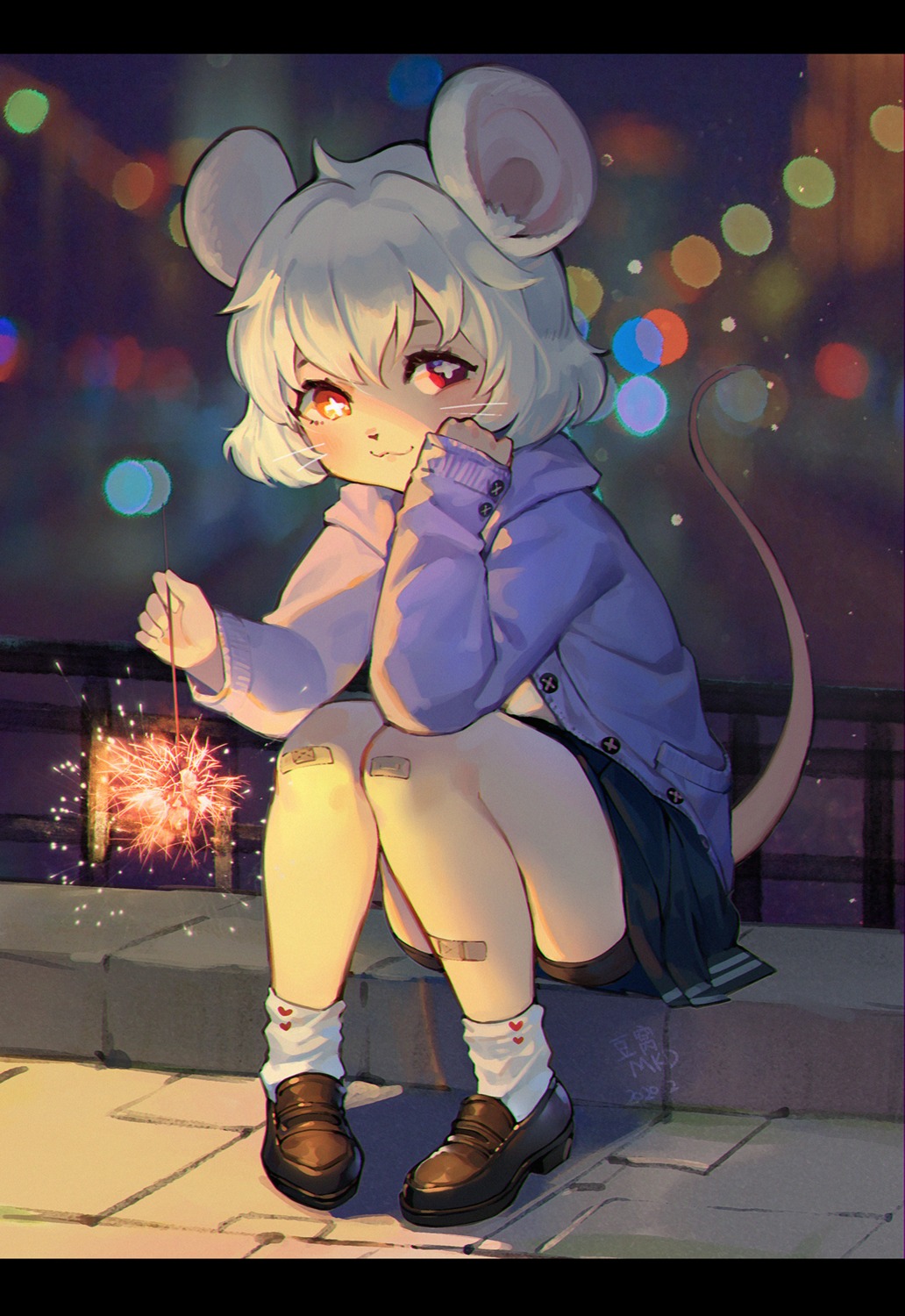 animal_ears bandaid douwo_mkd skirt_lift tail