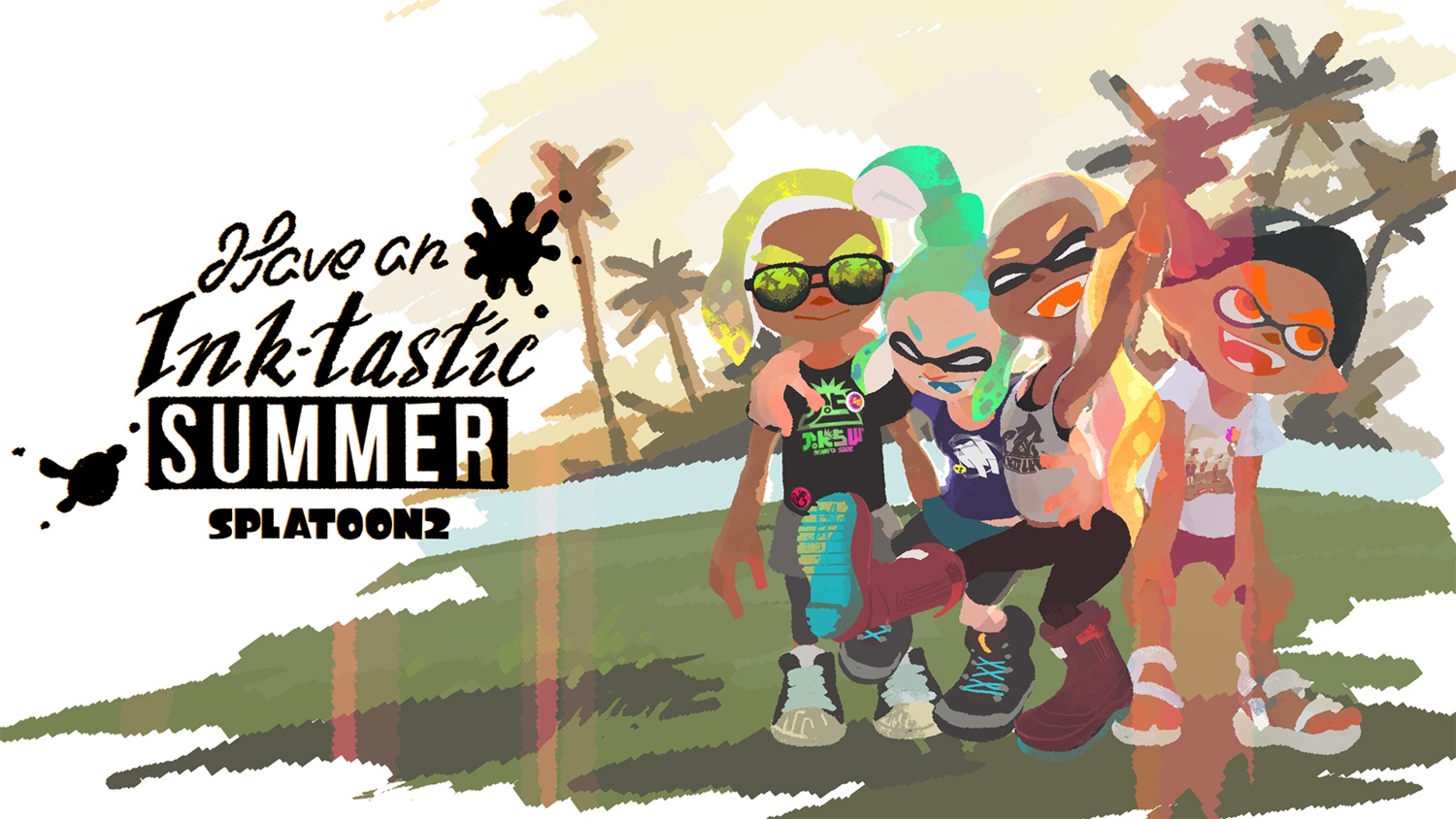 bike_shorts inkling_(splatoon) megane nintendo pointy_ears splatoon wallpaper