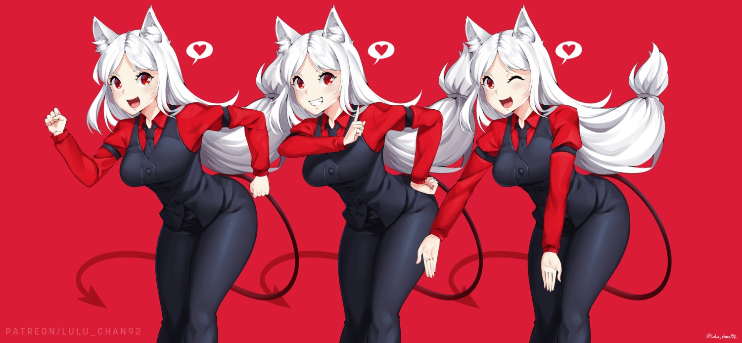 animal_ears business_suit cerberus_(helltaker) helltaker lulu-chan92 tail