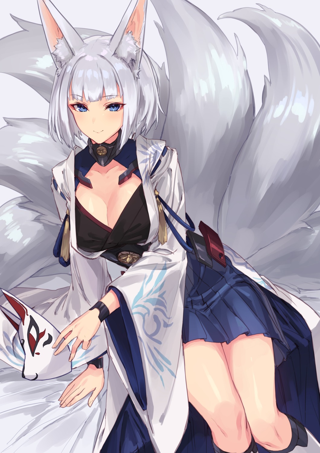 animal_ears azur_lane cleavage kaga_(azur_lane) kitsune sigma99 tail