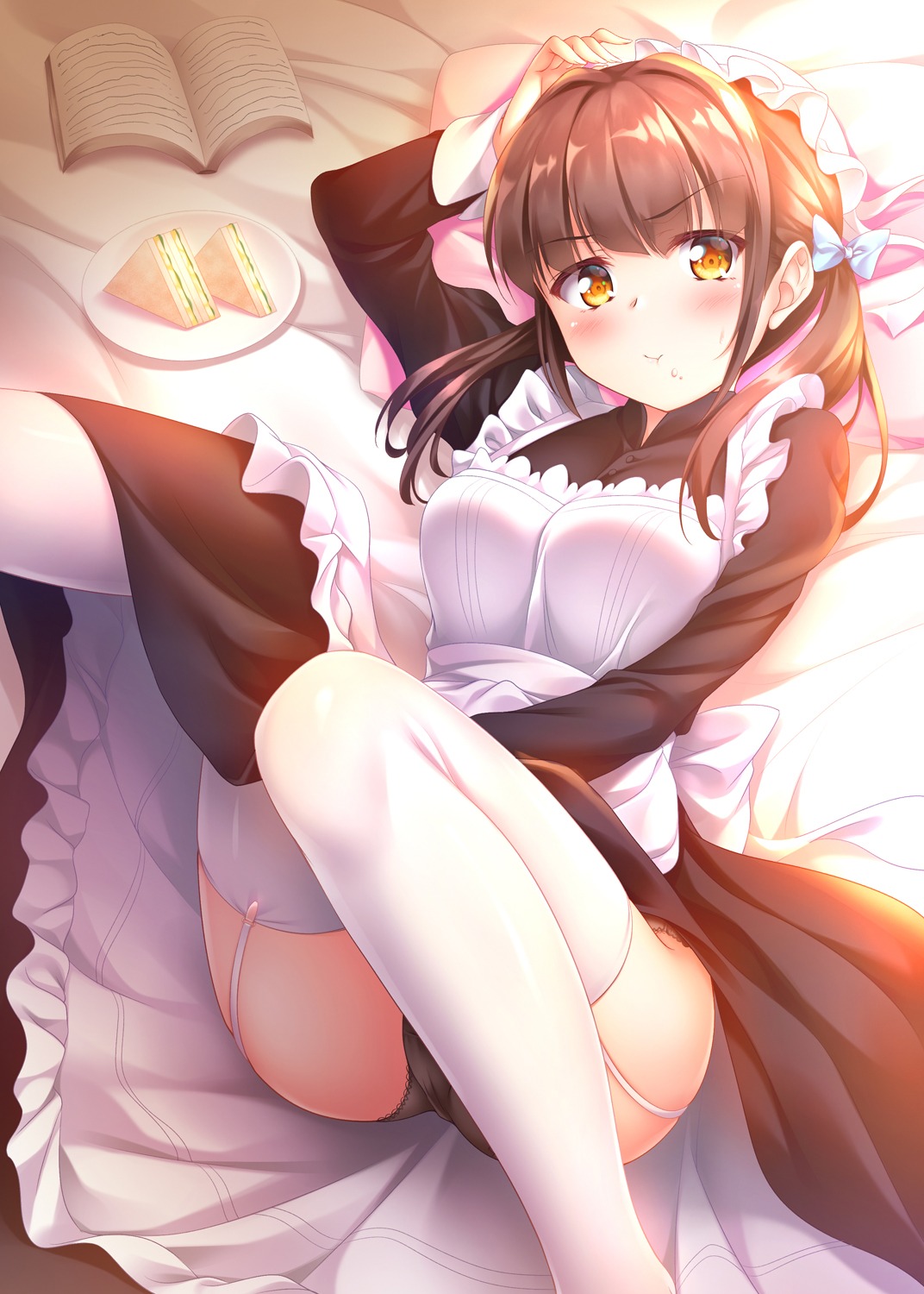 cameltoe maid pantsu skirt_lift stockings thighhighs yuurei_yashiki