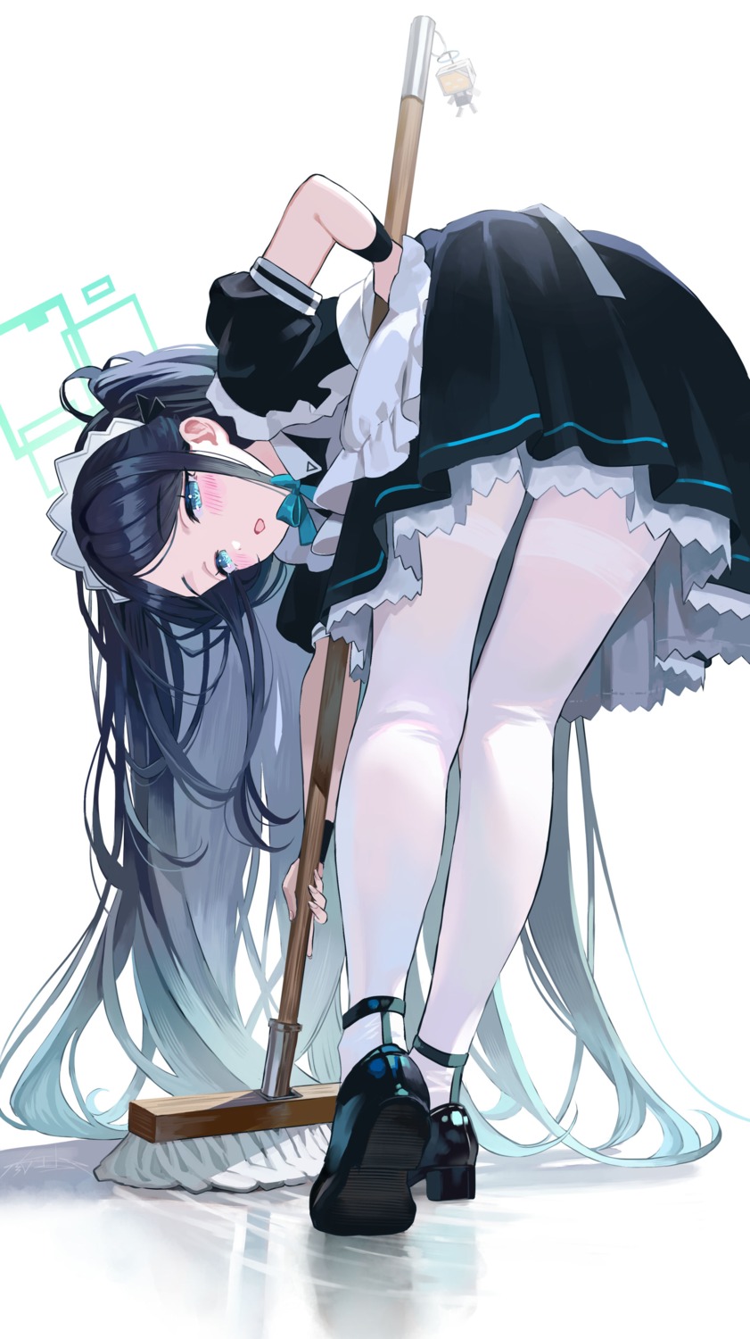 artist_revision blue_archive halo maid pantyhose tendou_arisu yumeno_yume