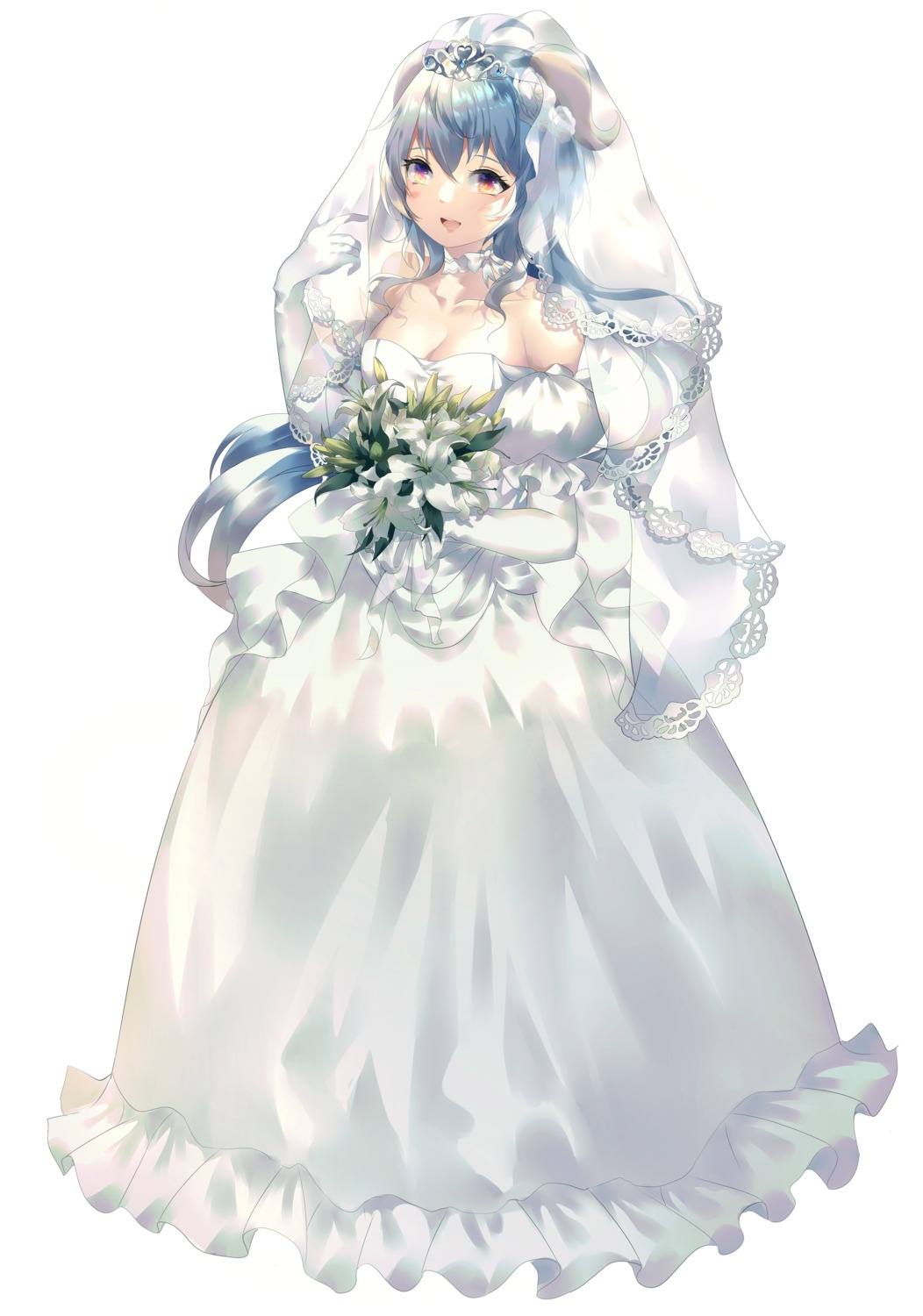 dress ganyu genshin_impact horns no_bra tagme wedding_dress