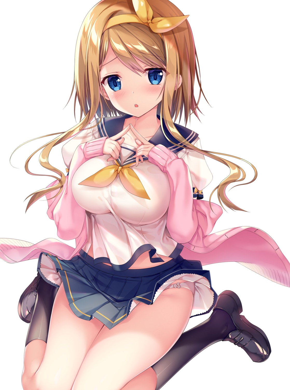 aiduma_kano choroin_desuga_koibito_ni_wa_naremasenka? pantsu seifuku skirt_lift sweater twinbox wardrobe_malfunction