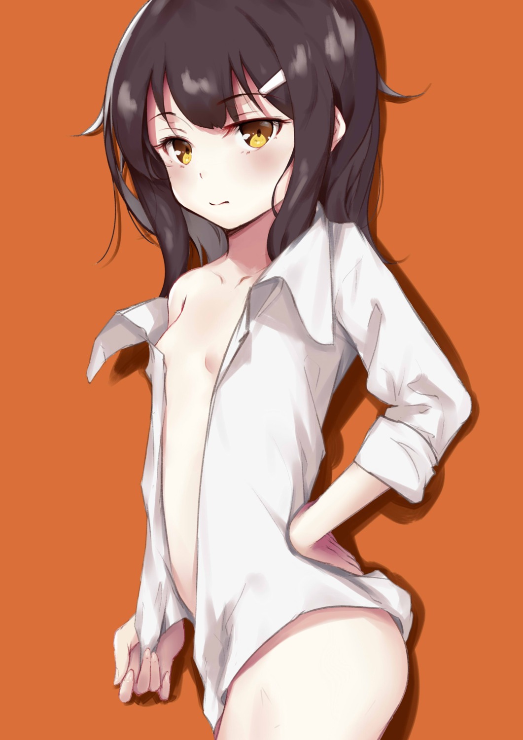 bottomless cleavage dress_shirt fate/kaleid_liner_prisma_illya fate/stay_night loli miyu_edelfelt no_bra open_shirt pear_sauce