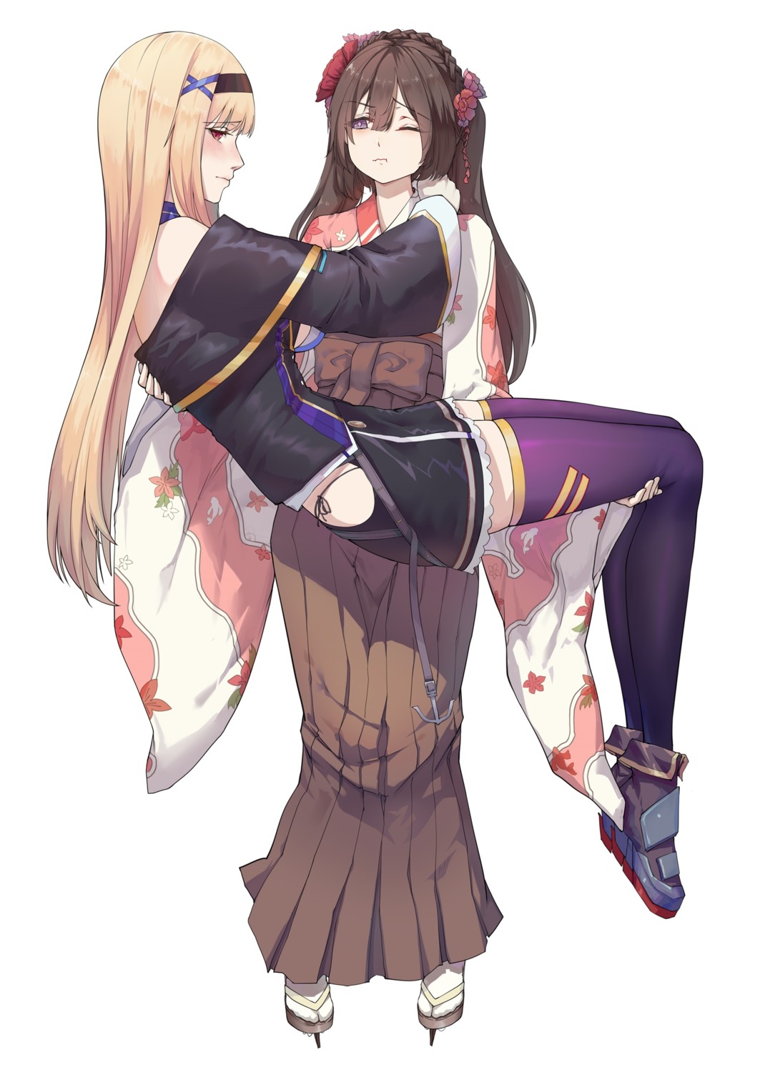 japanese_clothes pantsu string_panties thighhighs xiao_shei.. yuri