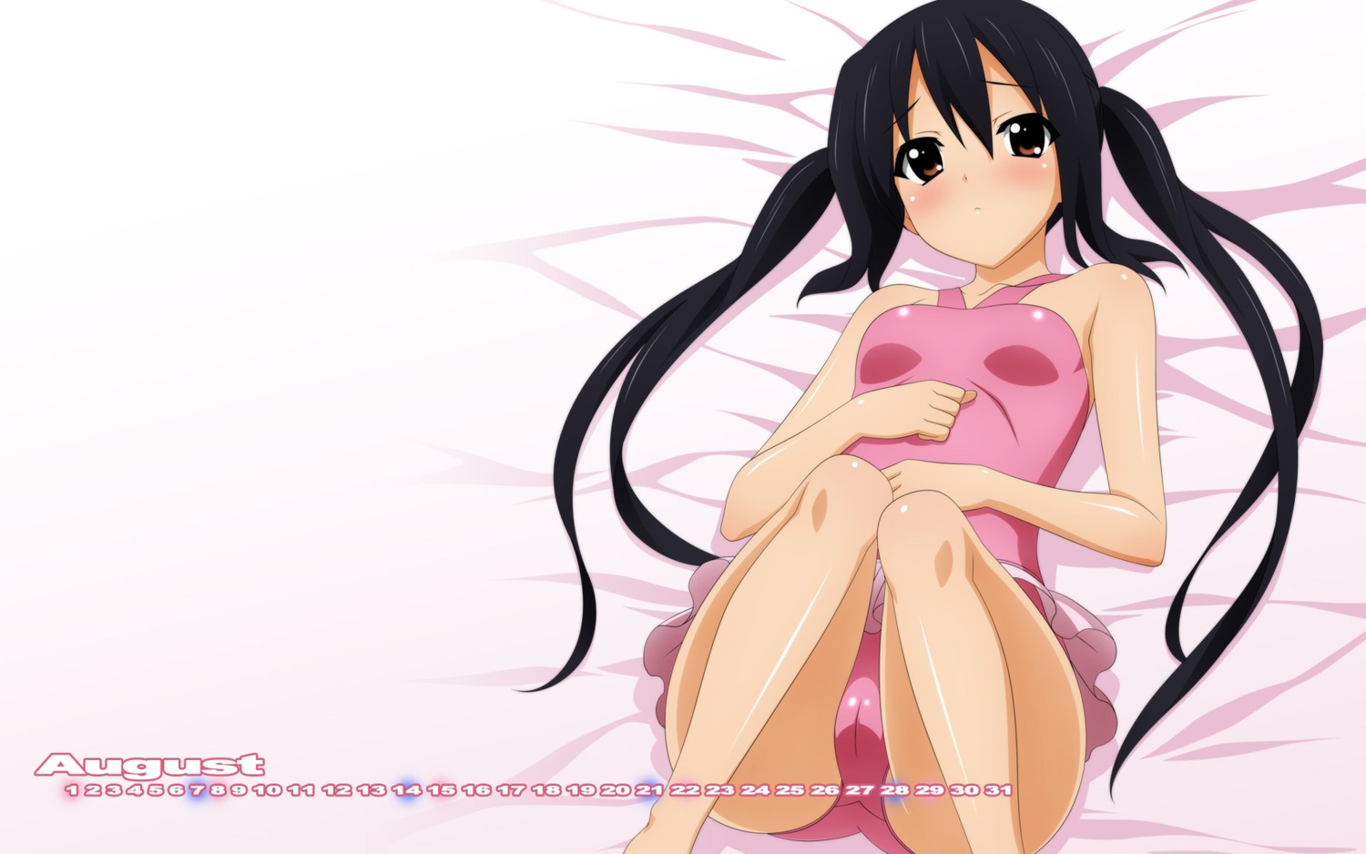 calendar cameltoe k-on! loli nakano_azusa swimsuits wallpaper wave_ride