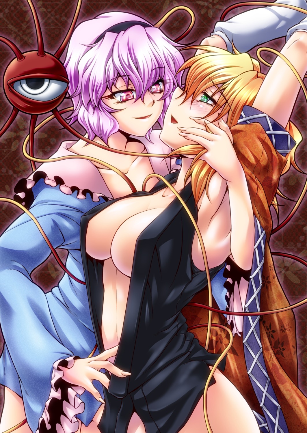 bottomless komeiji_satori mizuhashi_parsee no_bra ootsuki_wataru open_shirt touhou yuri