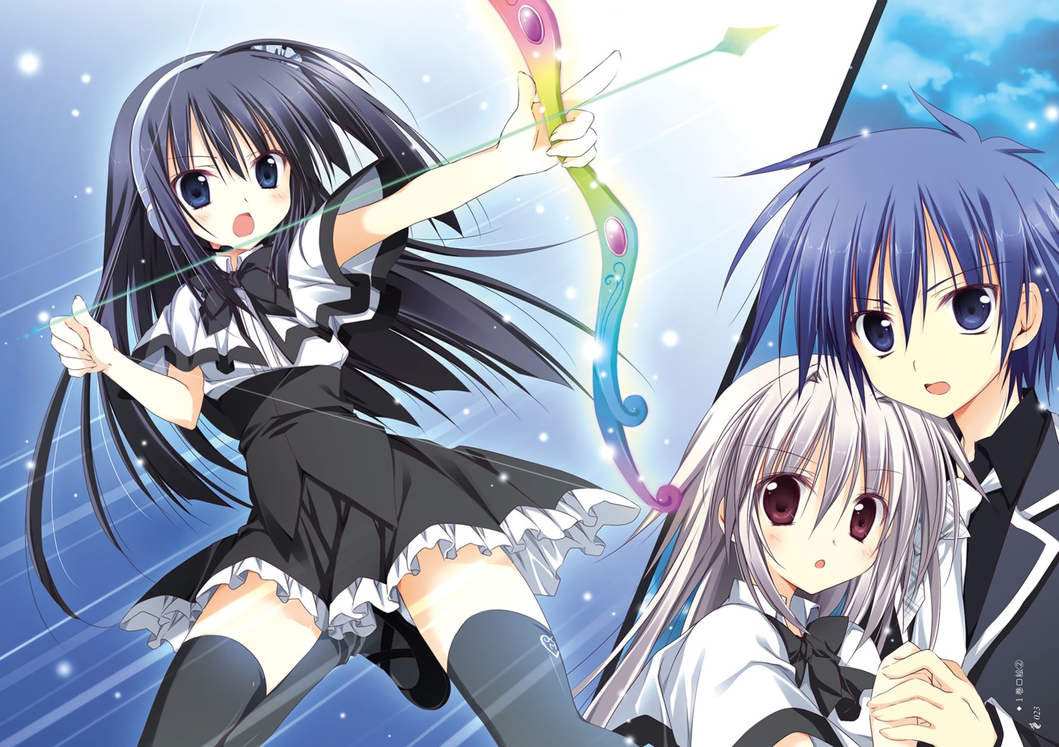 iris_freyja juuoumujin_no_fafnir korie_riko mononobe_mitsuki mononobe_yuu possible_duplicate seifuku thighhighs weapon