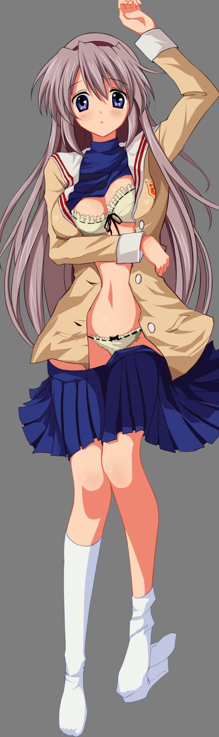 bra clannad pantsu sakagami_tomoyo seifuku transparent_png undressing vector_trace