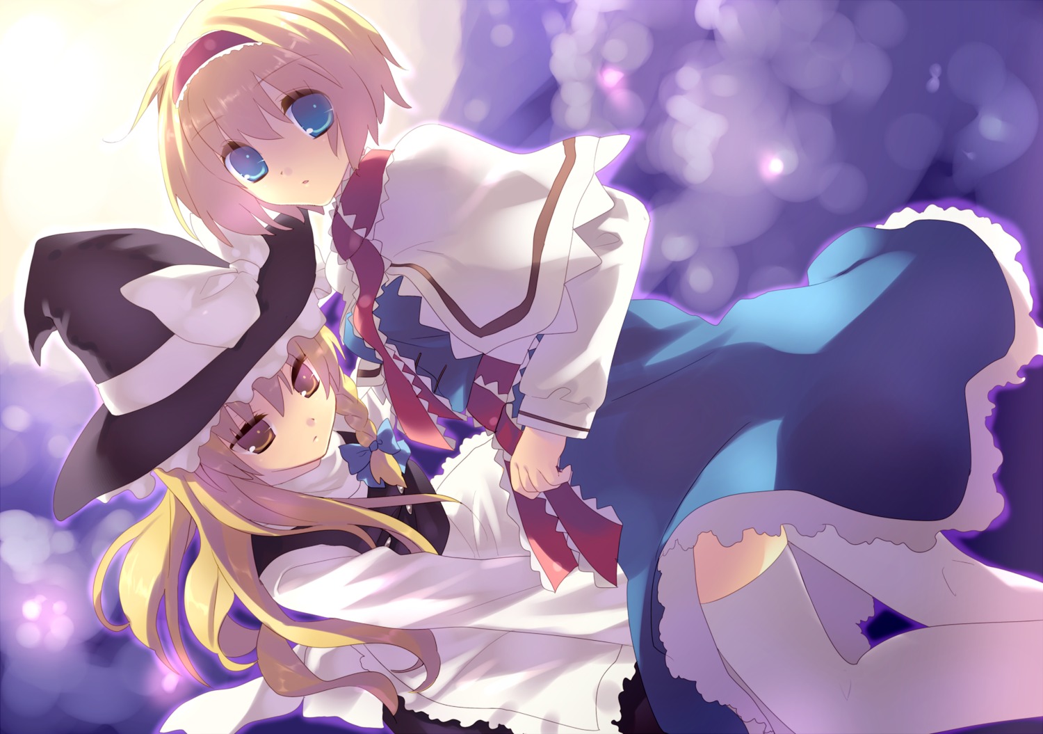 alice_margatroid dress kirisame_marisa thighhighs touhou yamamoto_yumiko