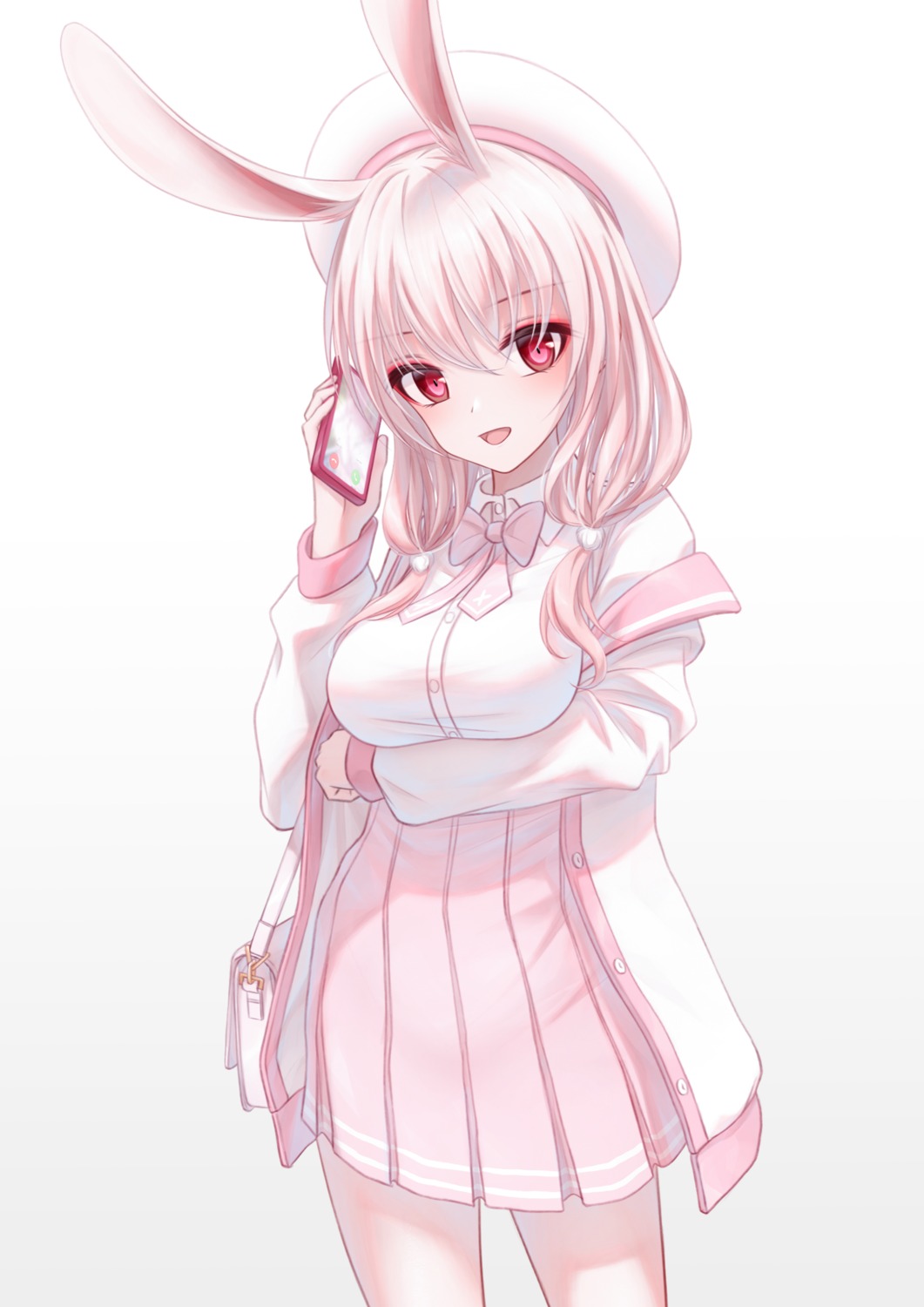 animal_ears bae.c breast_hold bunny_ears seifuku