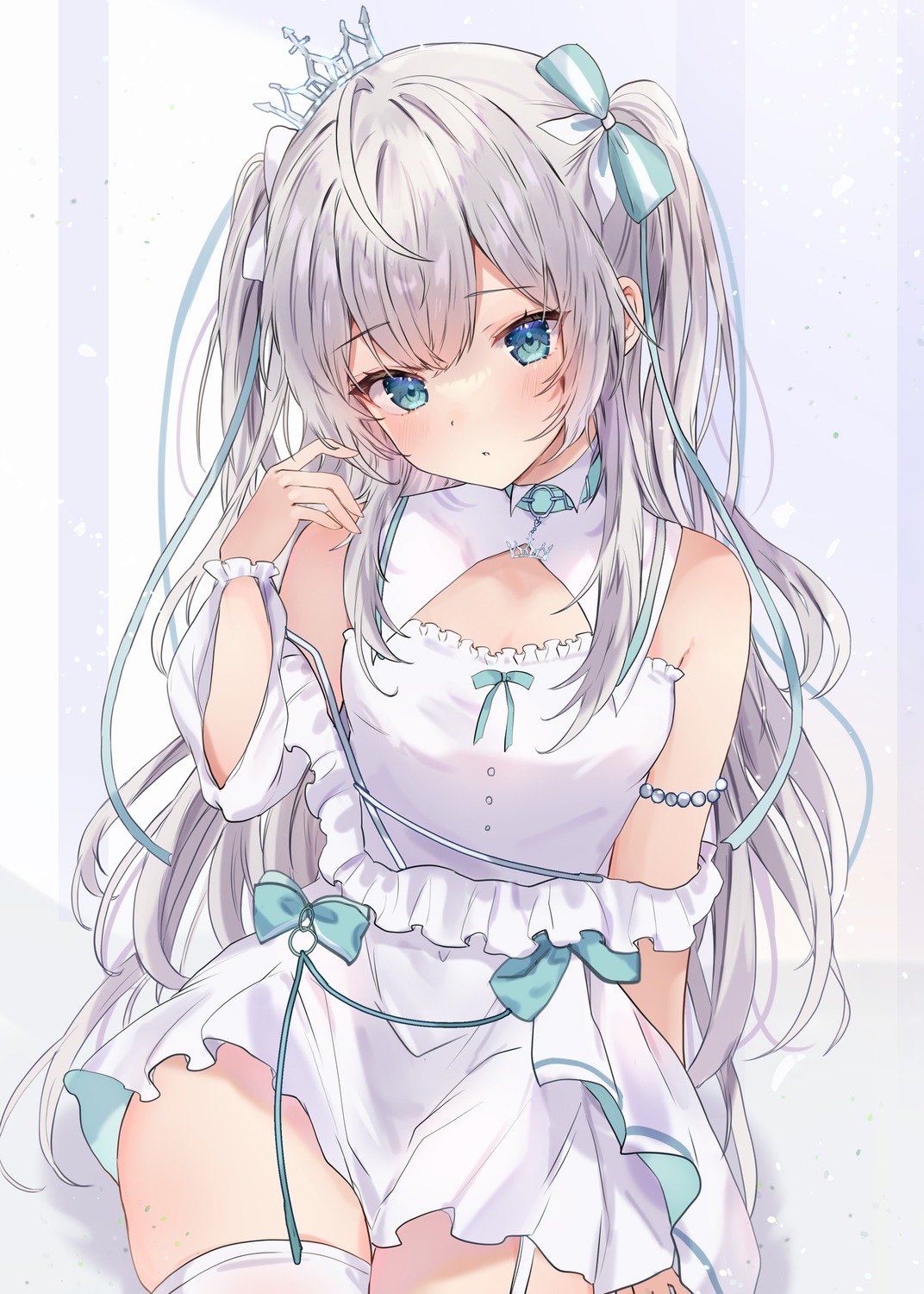 dress indie_virtual_youtuber maruro petr_petrichor stockings thighhighs