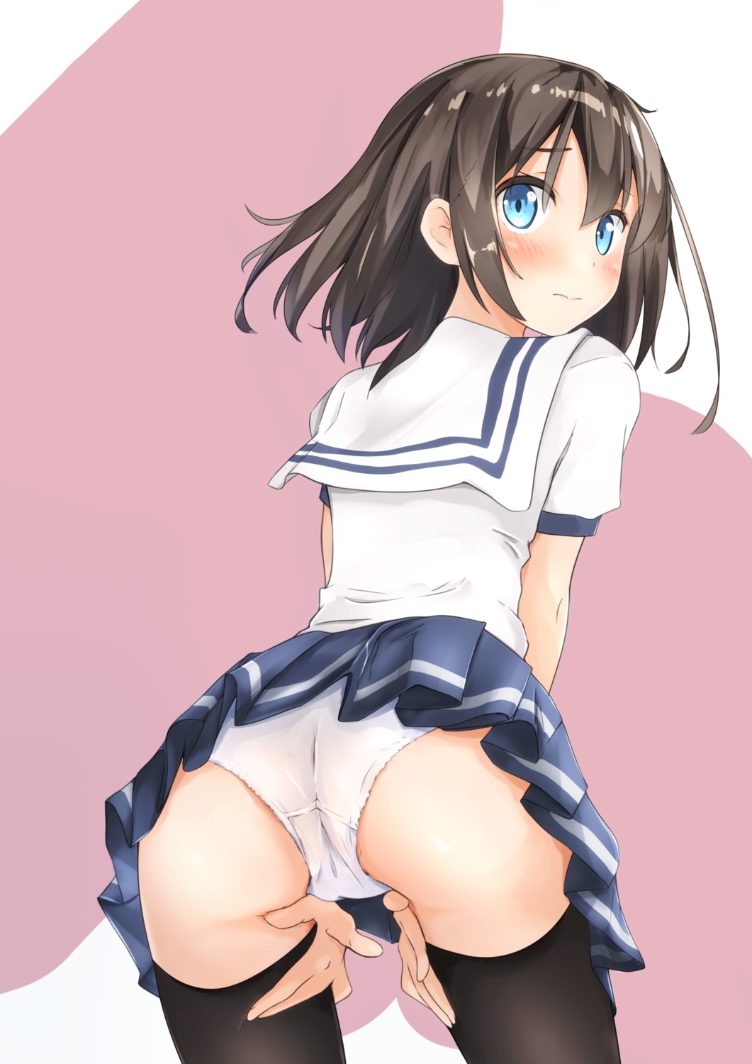 ass cameltoe miyuki_(yxbt7) pantsu see_through seifuku skirt_lift thighhighs