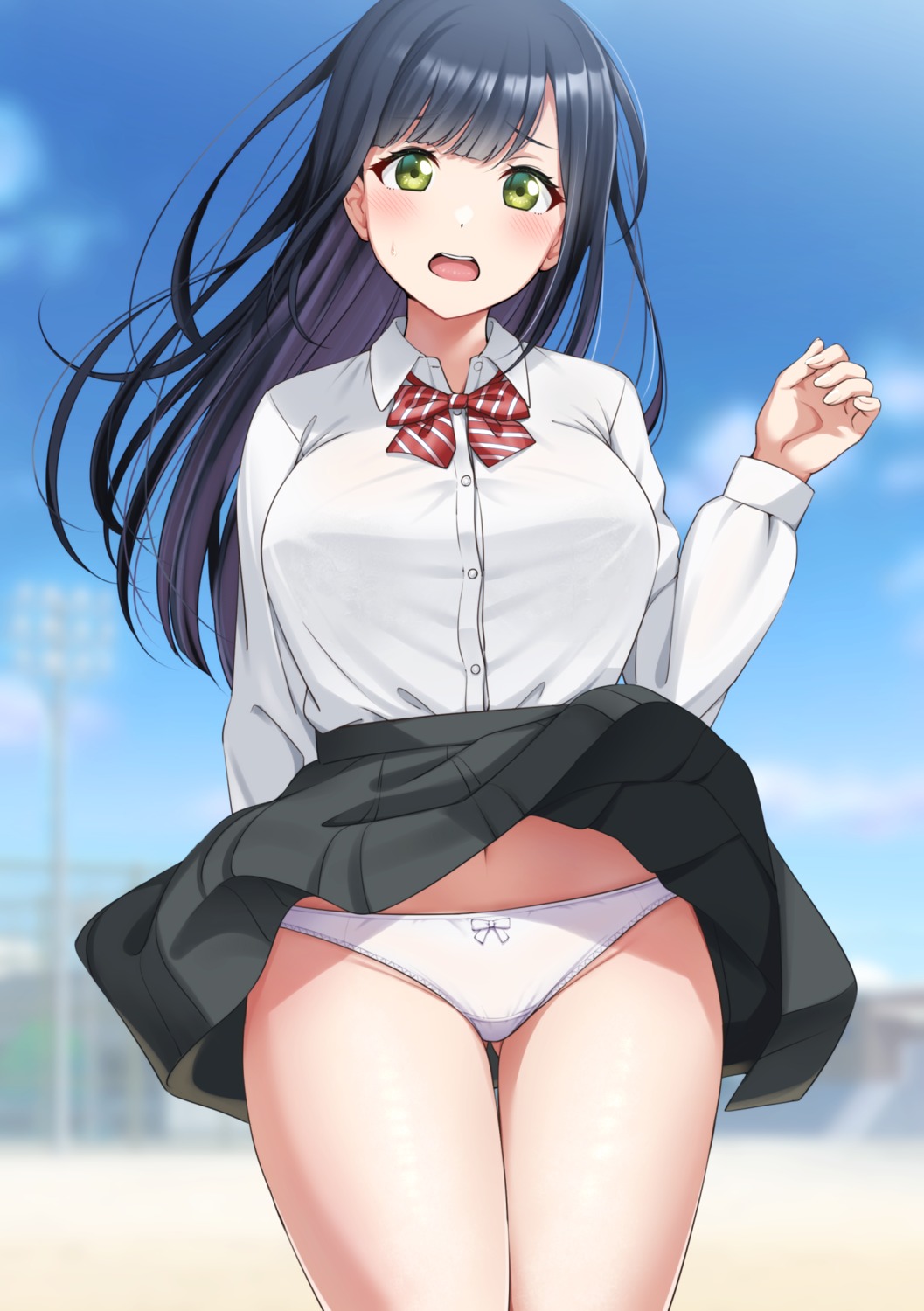 mibushiro pantsu seifuku skirt_lift wardrobe_malfunction