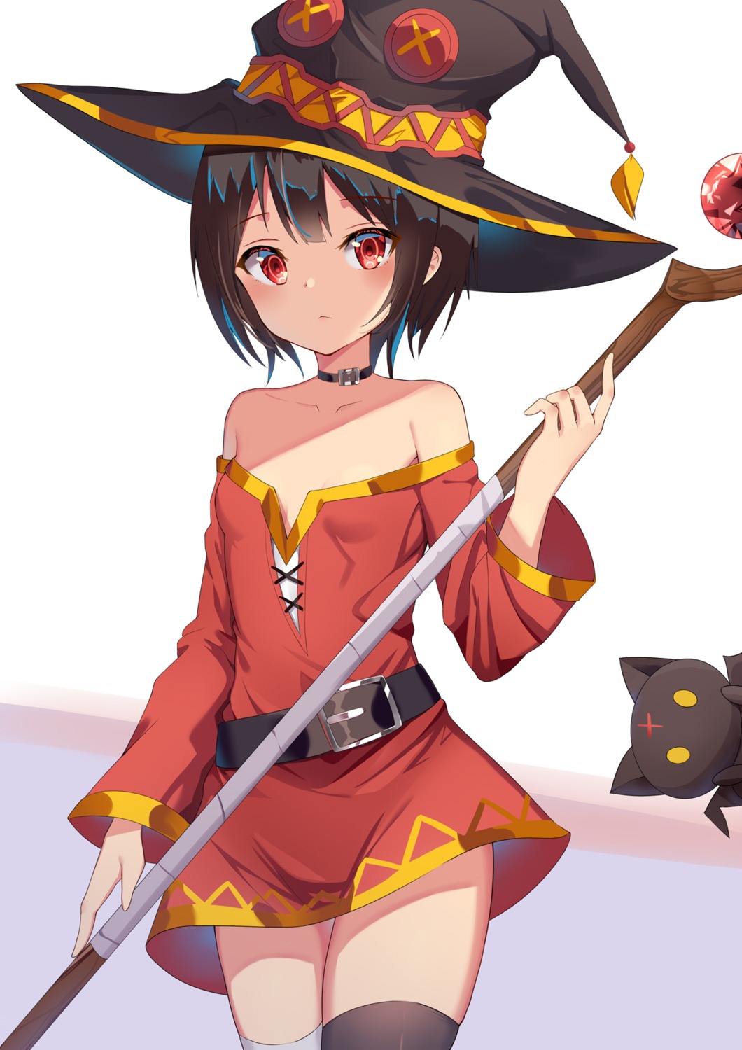 dress kono_subarashii_sekai_ni_shukufuku_wo! megumin no_bra sakutaishi thighhighs weapon witch