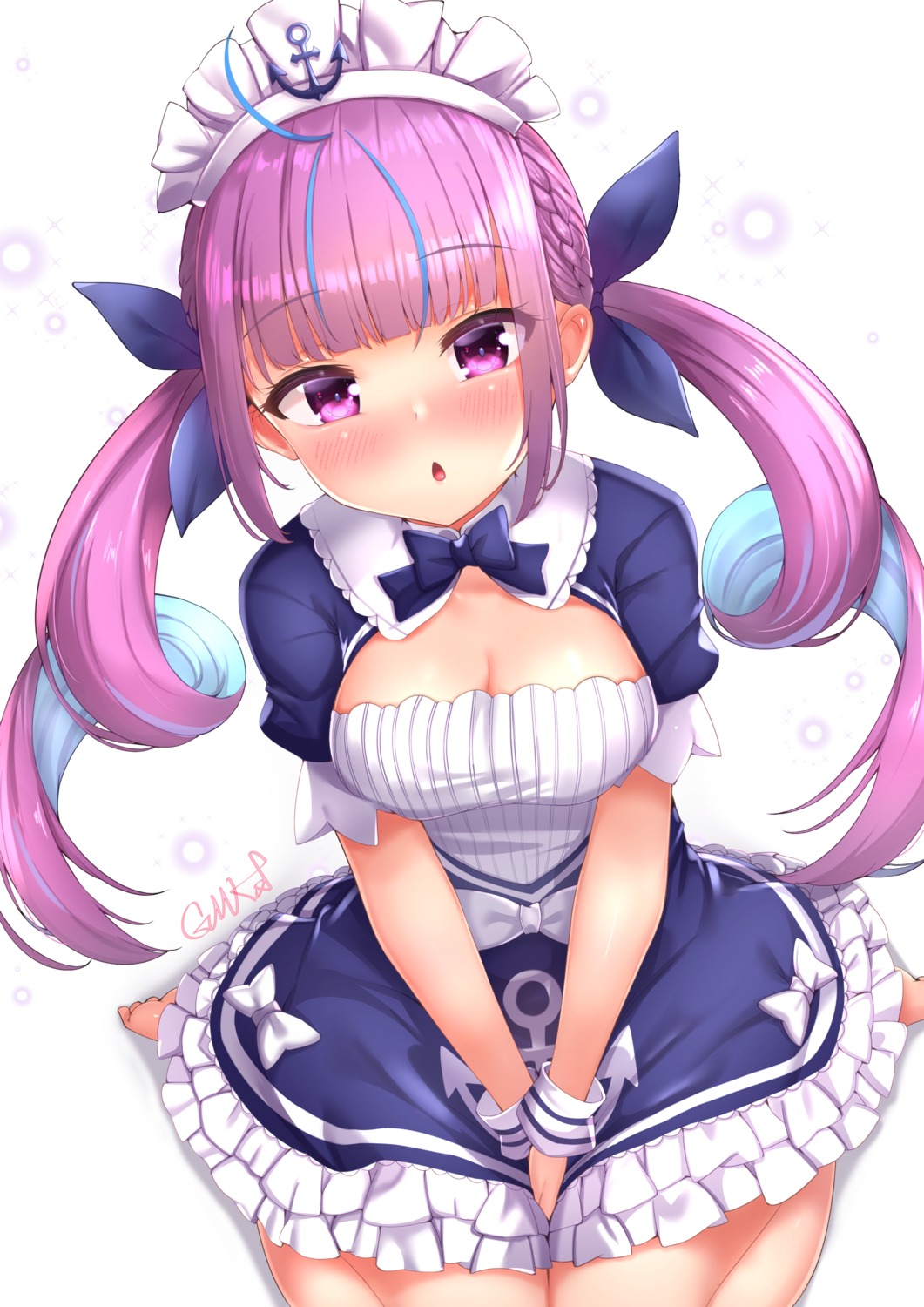 cleavage gmkj hololive maid minato_aqua