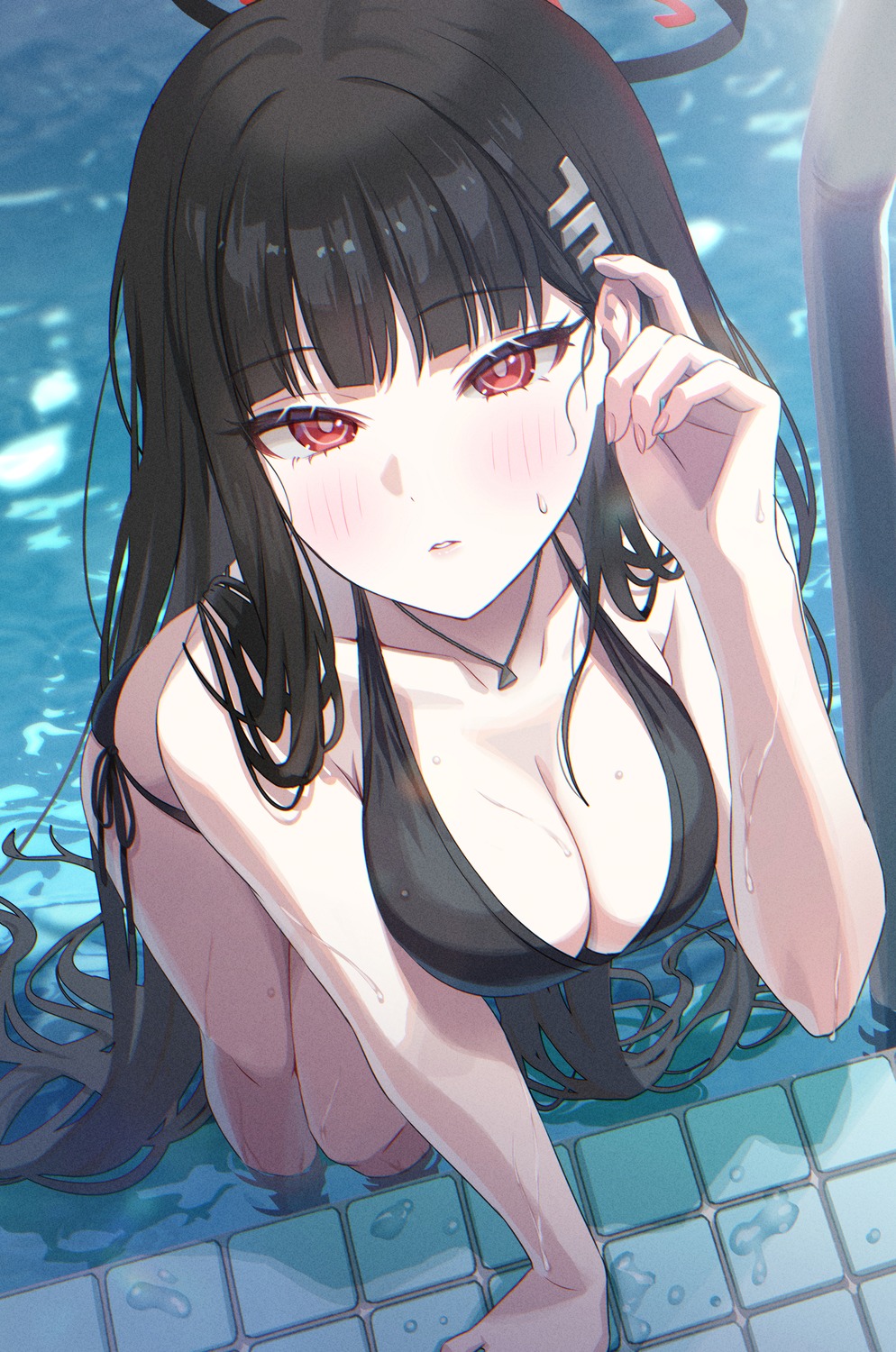 bikini blue_archive halo momoimon swimsuits tsukatsuki_rio wet