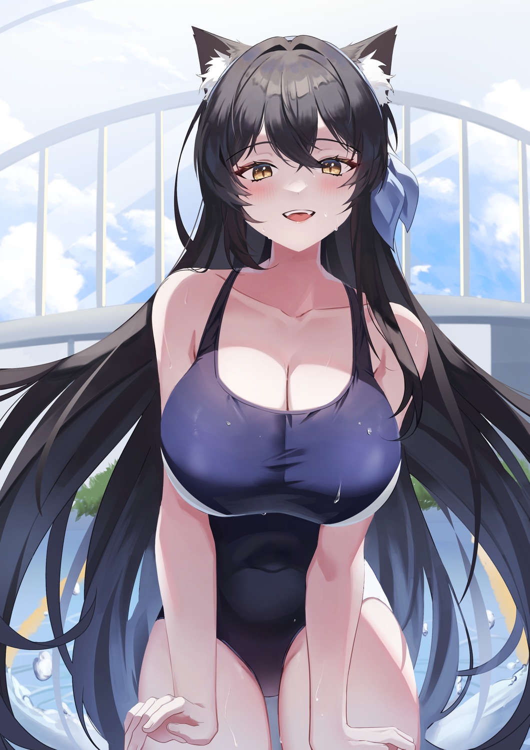 animal_ears cleavage onyu_on swimsuits